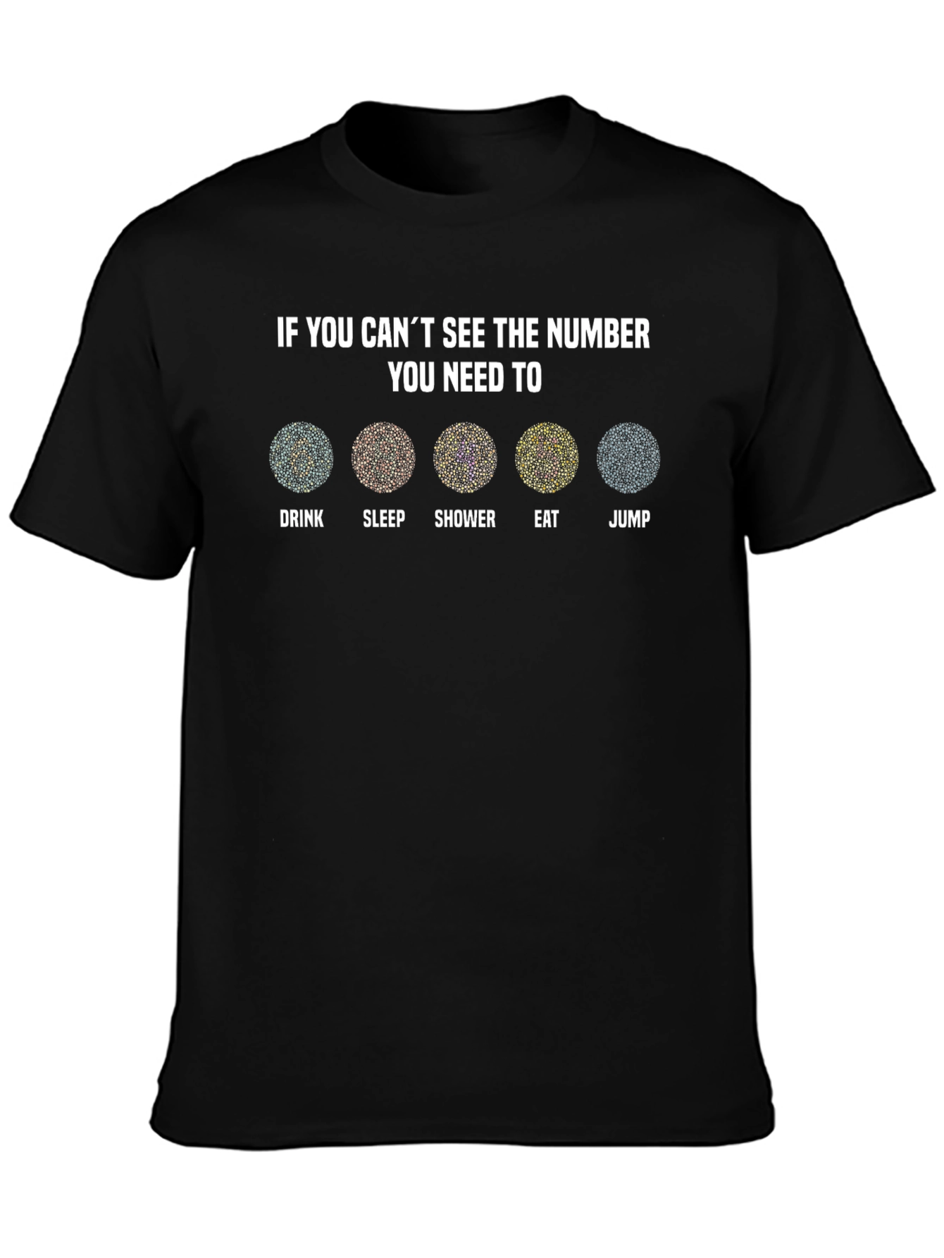 Black Color Blindness Test T-Shirt view 3