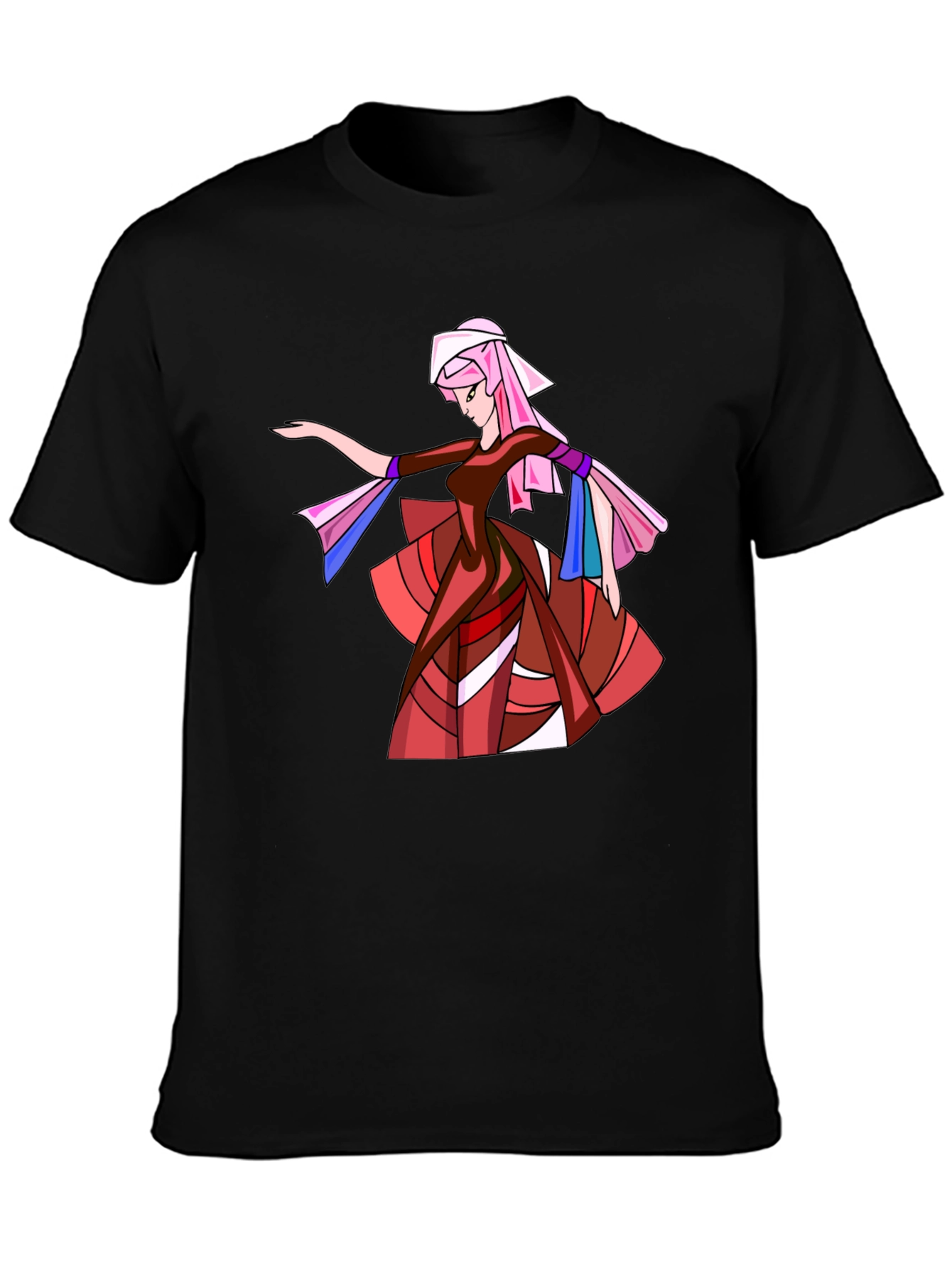 Black Geometric Woman Graphic Black T-Shirt view 3