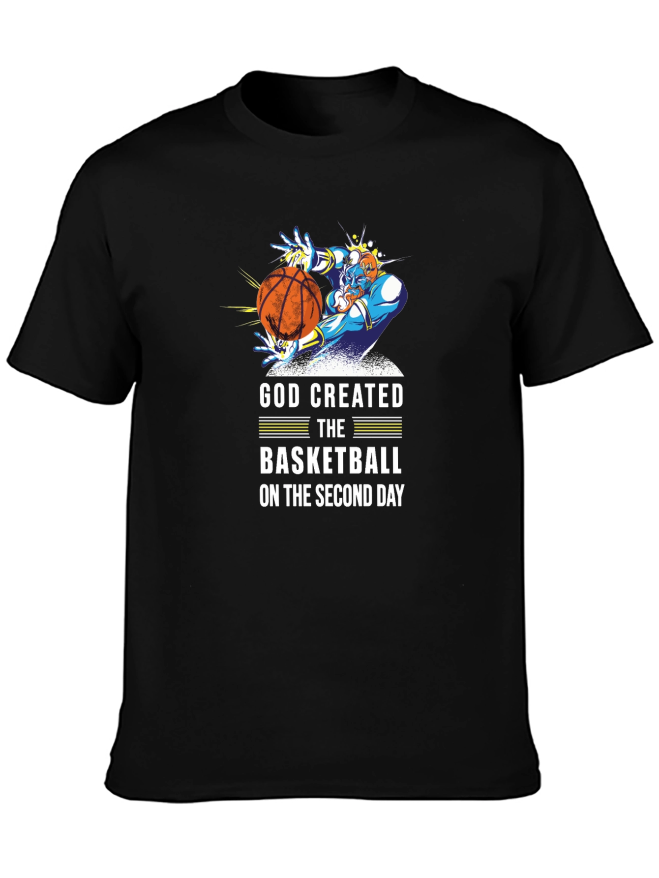 Black God Created Basketball T-Shirt view 3