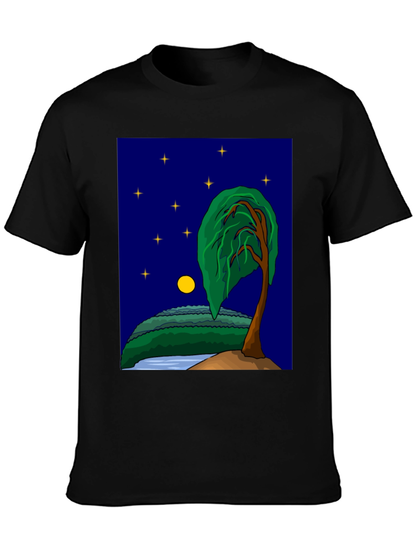 Black Night Landscape Graphic Tee - Stylish Unisex Shirt view 3