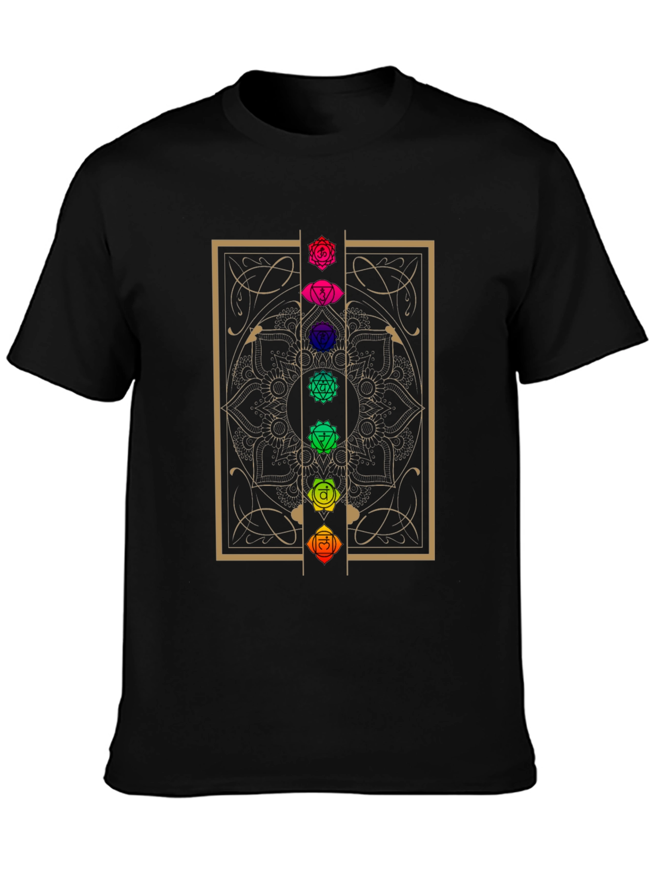 Black Chakra Mandala Graphic T-Shirt - Black view 3