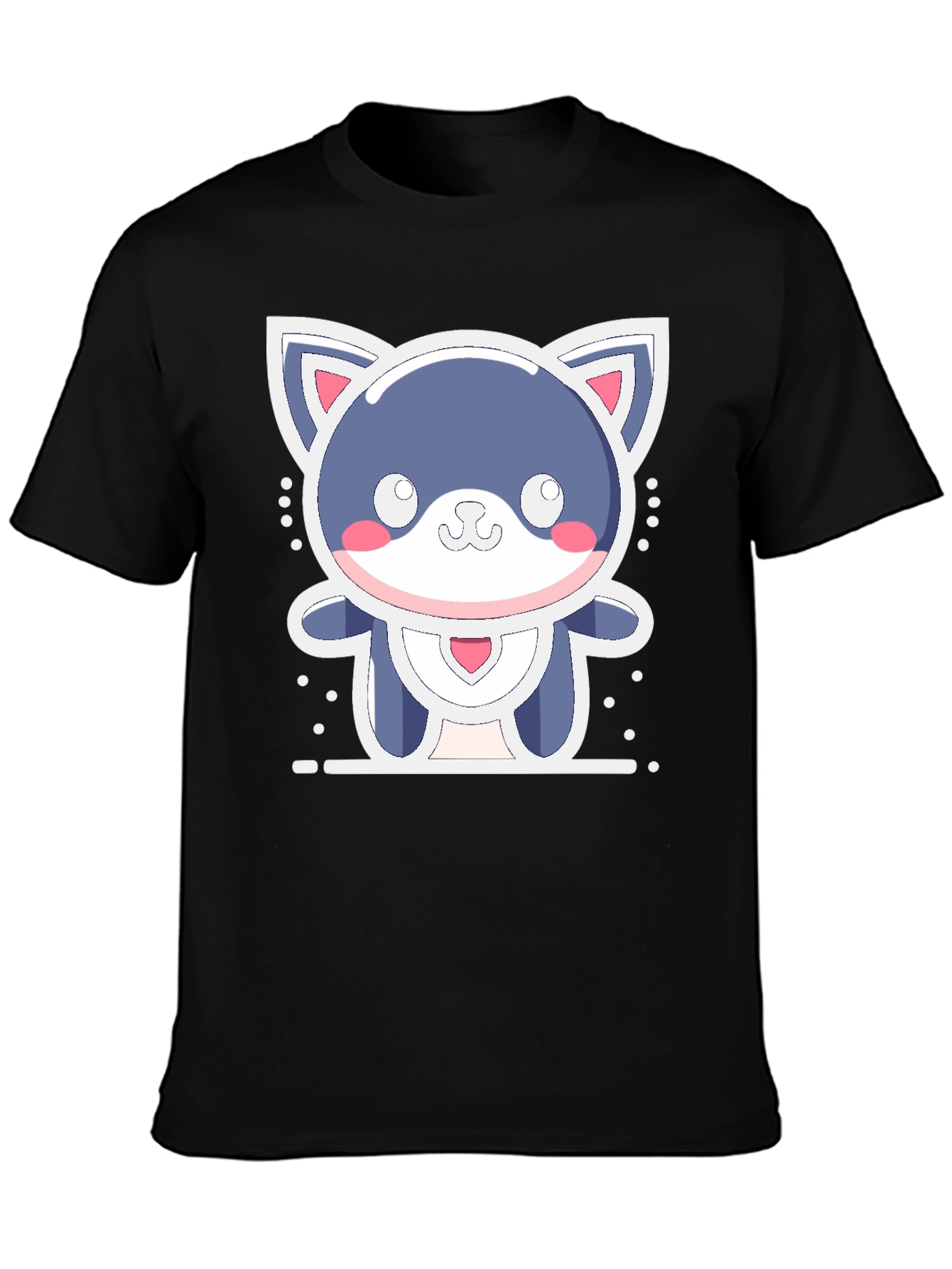 Black Cute Kawaii Cat T-Shirt - Soft & Stylish view 3
