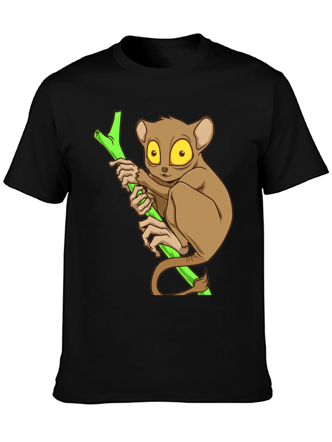 Black Cute Tarsier Graphic Tee - Black Cotton view 3
