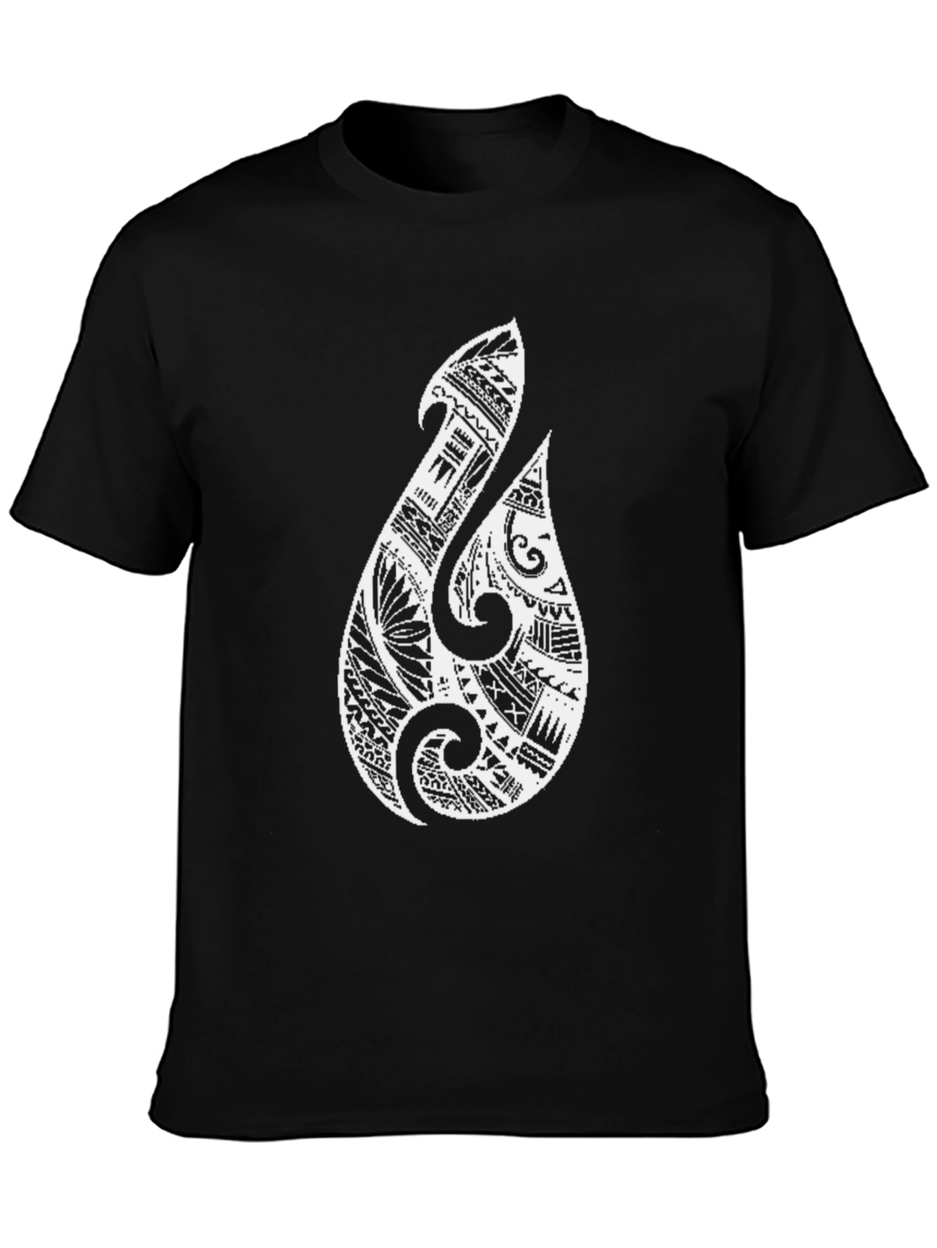 Black Maori Hook T-Shirt - Black Tribal Tee view 3