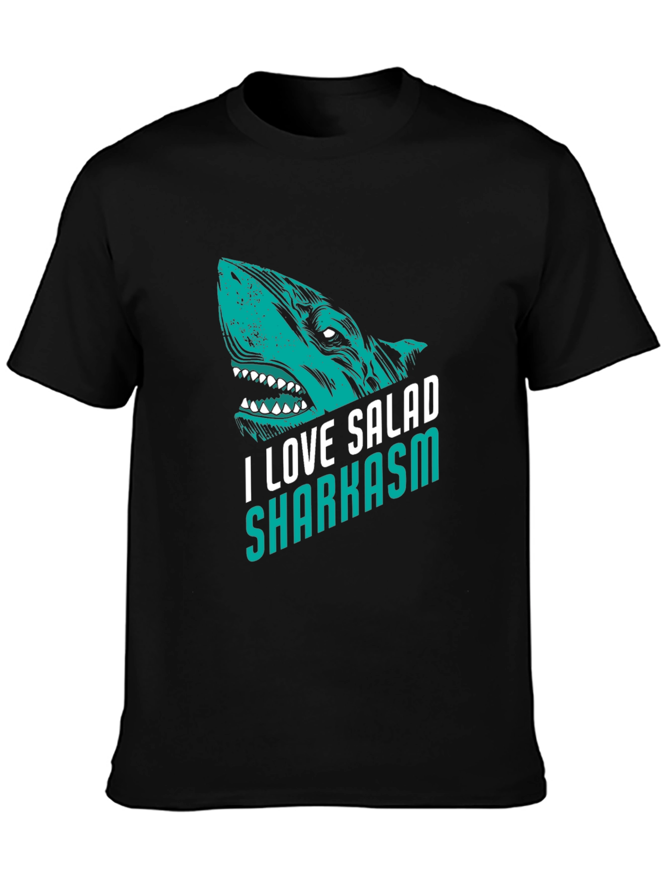 Black I Love Salad Sharkasm Black Graphic Tee view 3