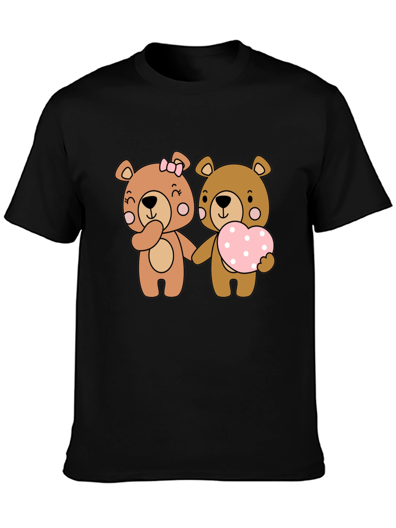 Black Bear Love Couple Black T-Shirt view 3