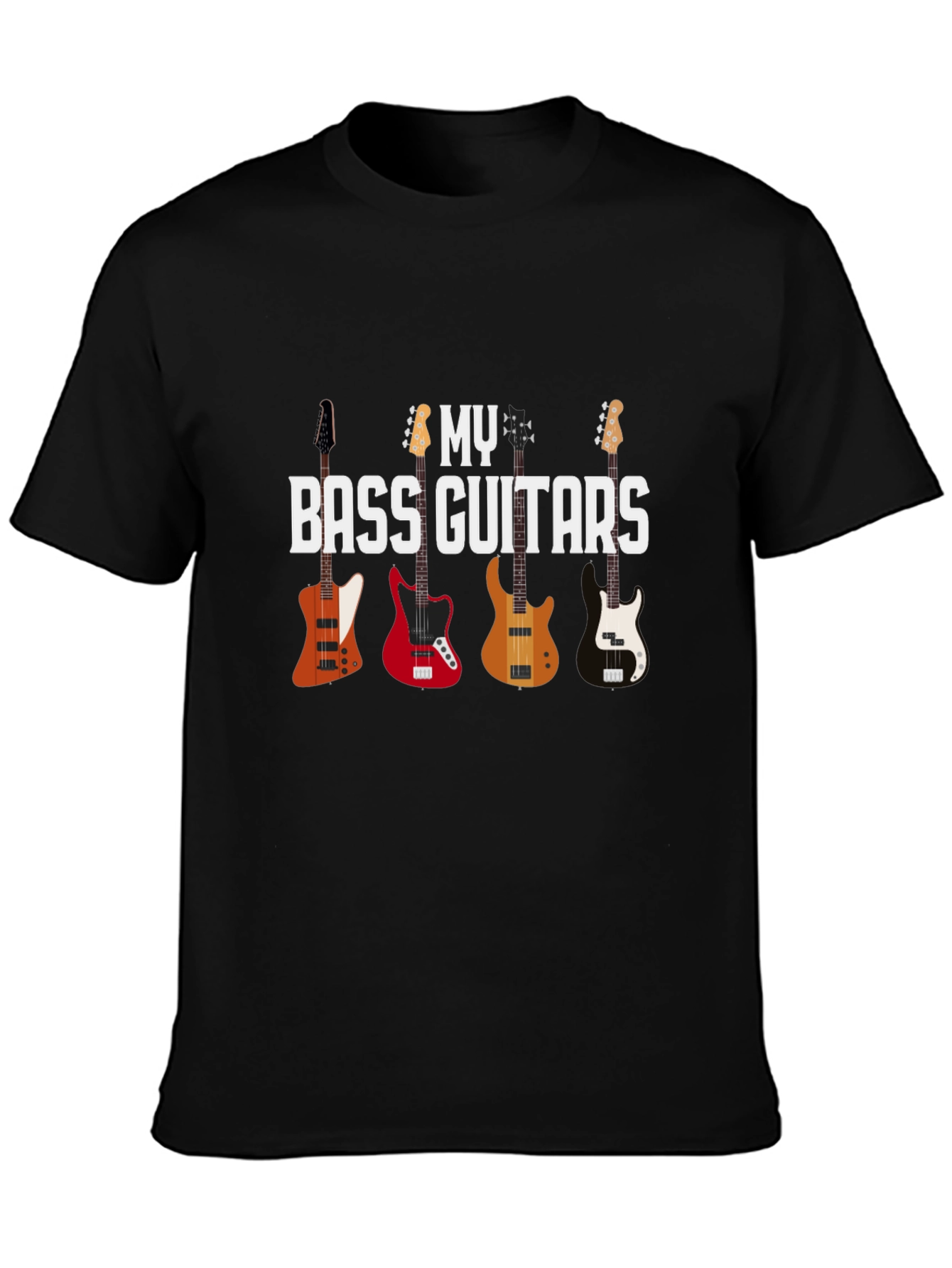 Black Bass Guitars T-Shirt - Musician's Gift view 3