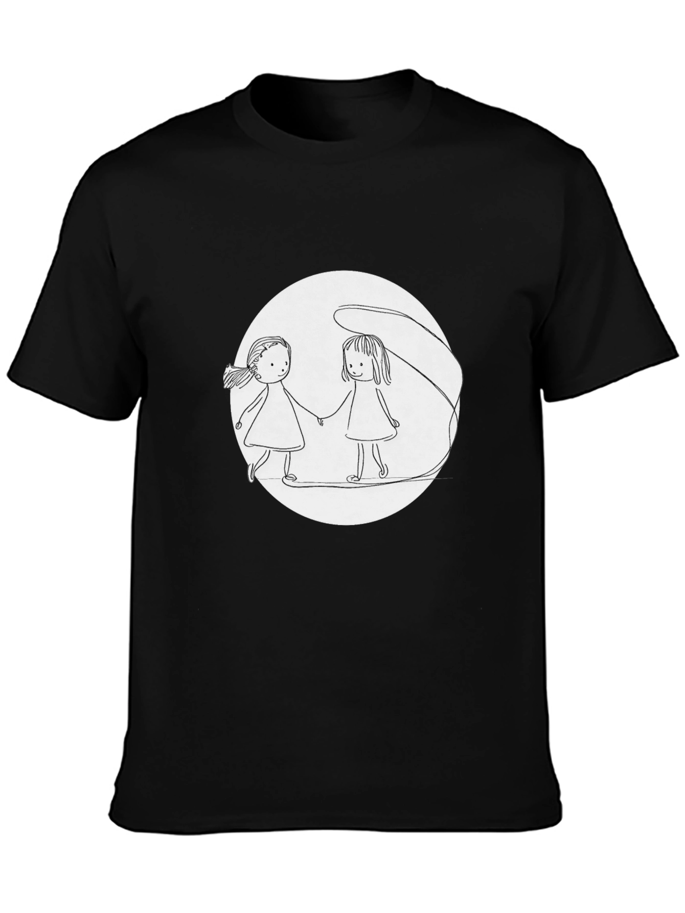 Black Girls Holding Hands T-Shirt - Black view 3