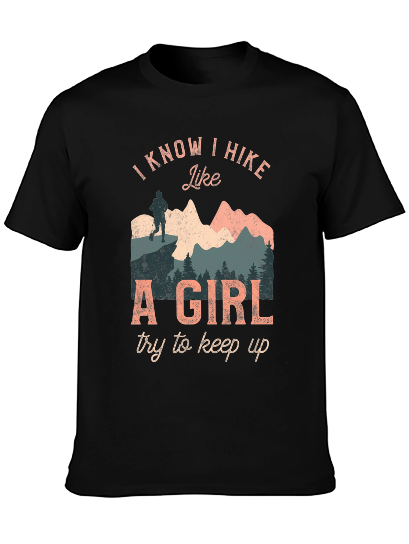 Black I Hike Like A Girl Graphic T-Shirt view 3