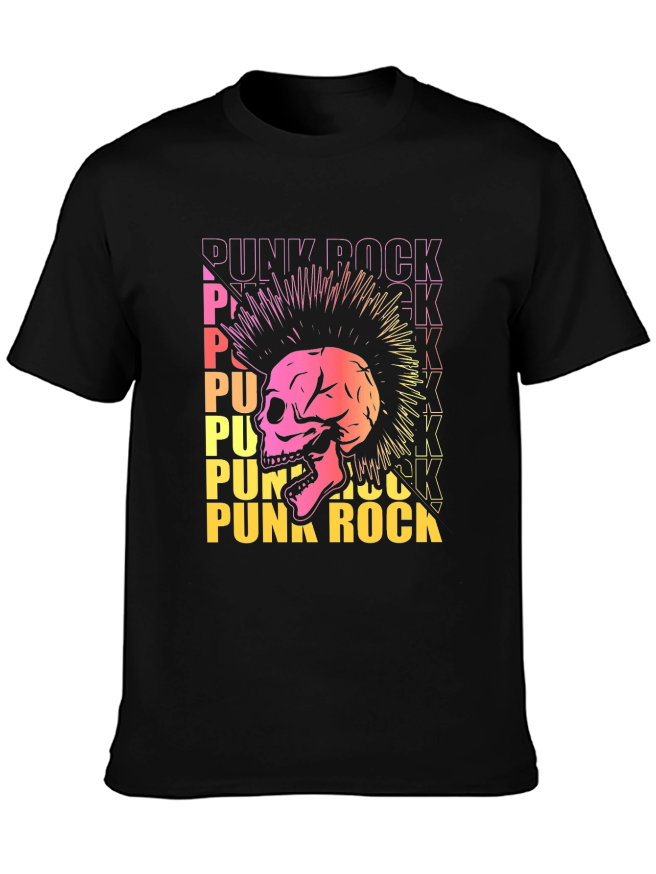 Black Punk Rock Skull Graphic Tee - Edgy Design view 3