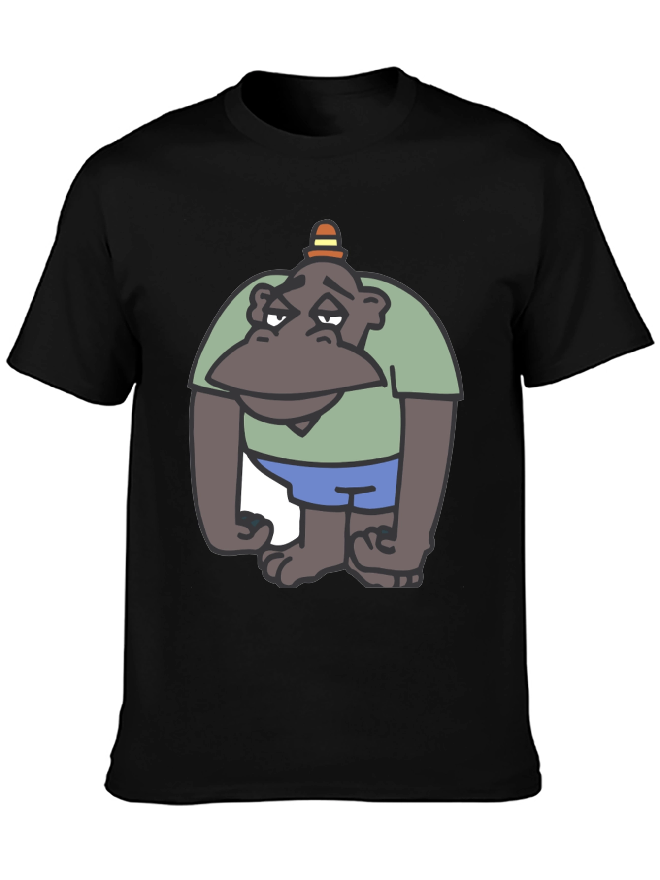 Black Cartoon Ape Graphic Tee - Comfy Cotton T-Shirt view 3