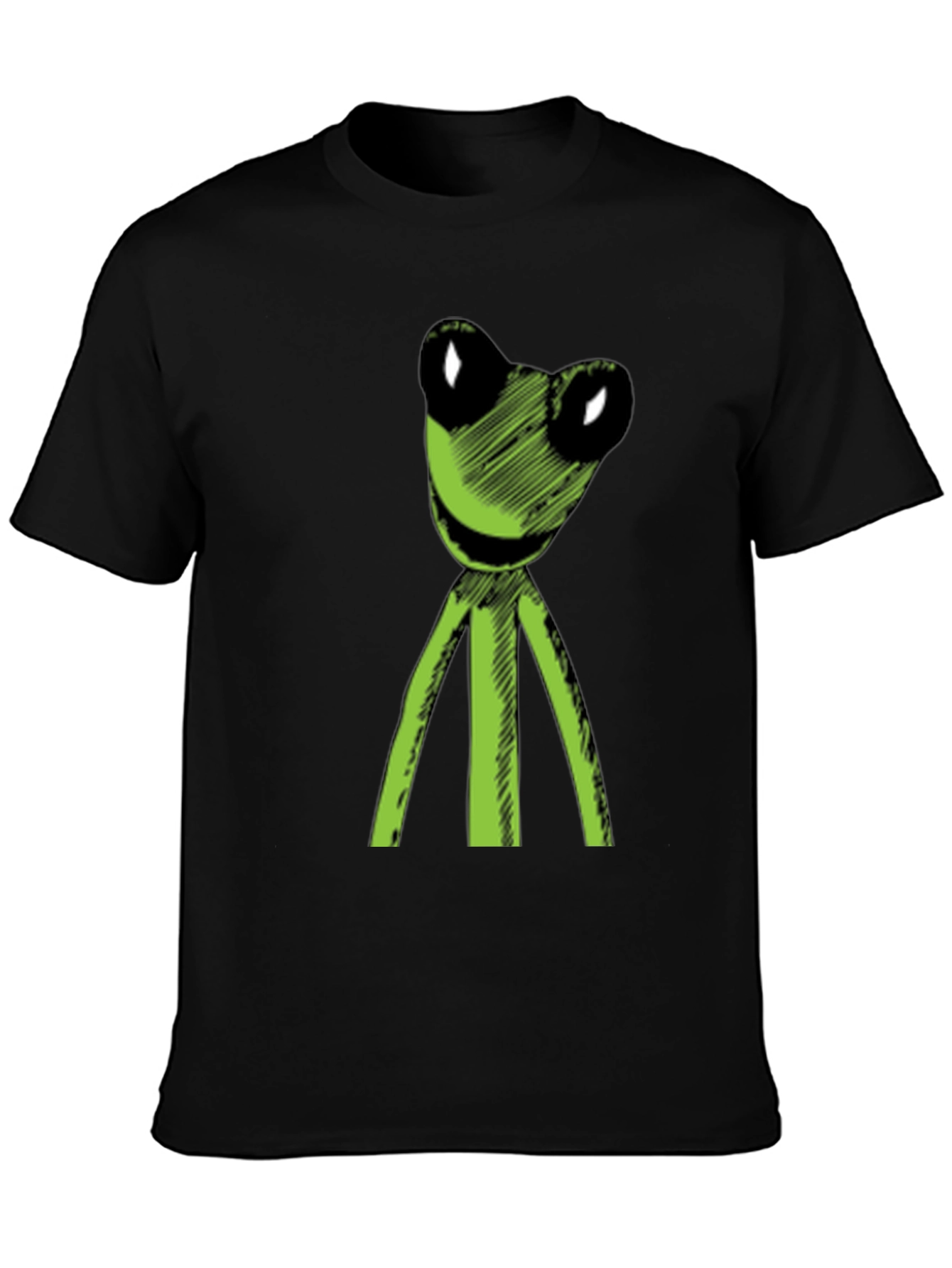 Black Kermit Style Frog Graphic Tee - Soft Black Cotton T-Shirt view 3