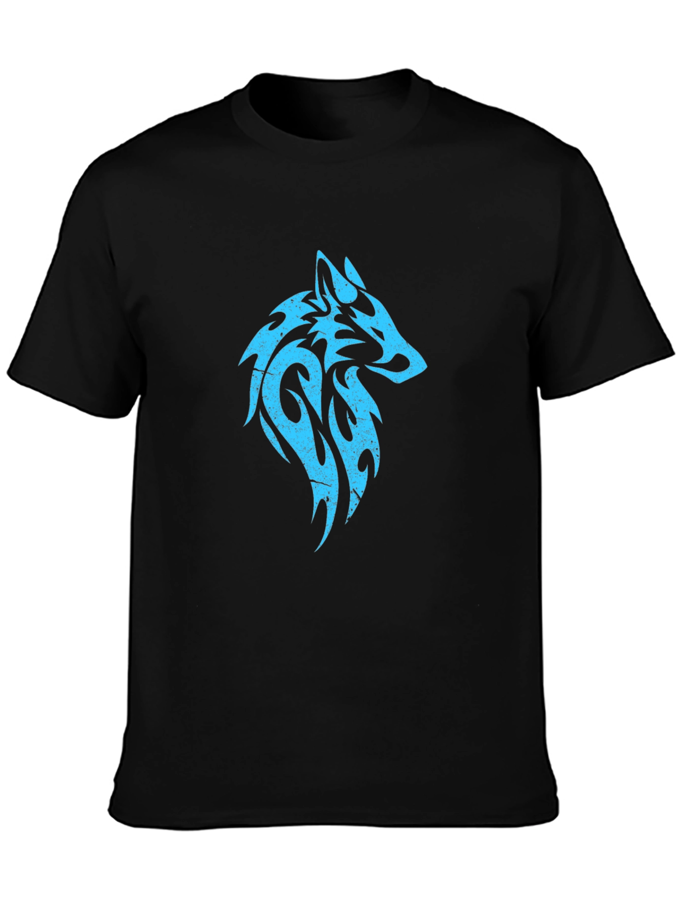 Black Tribal Wolf Graphic Print Tee view 3