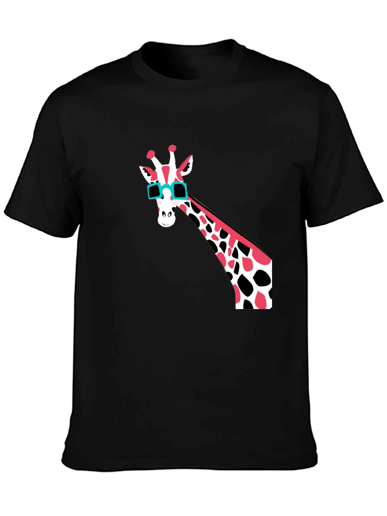Black Cool Giraffe Graphic T-Shirt - Men's Black Tee view 3
