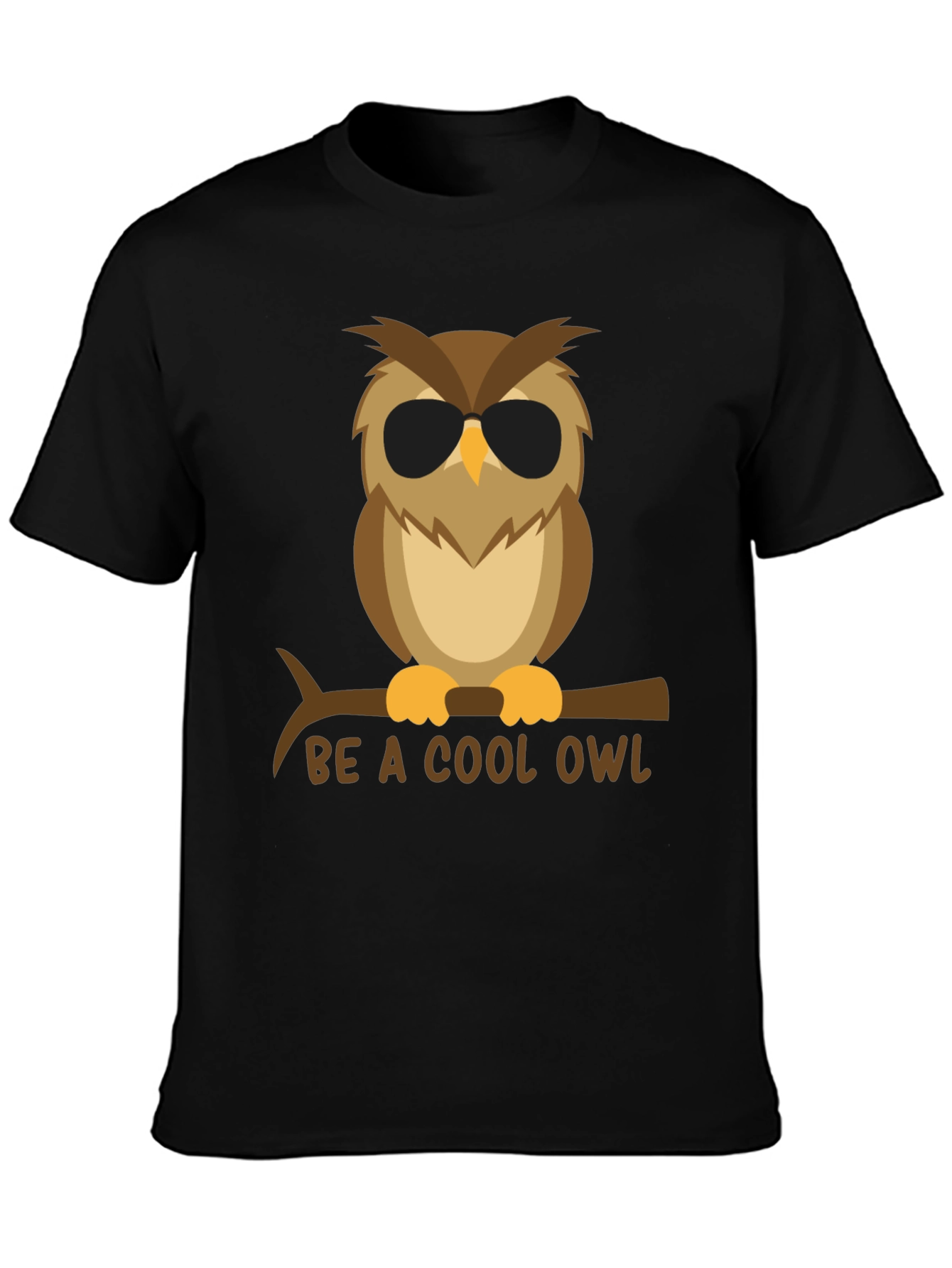 Black Cool Owl Graphic Tee - Black T-Shirt view 3