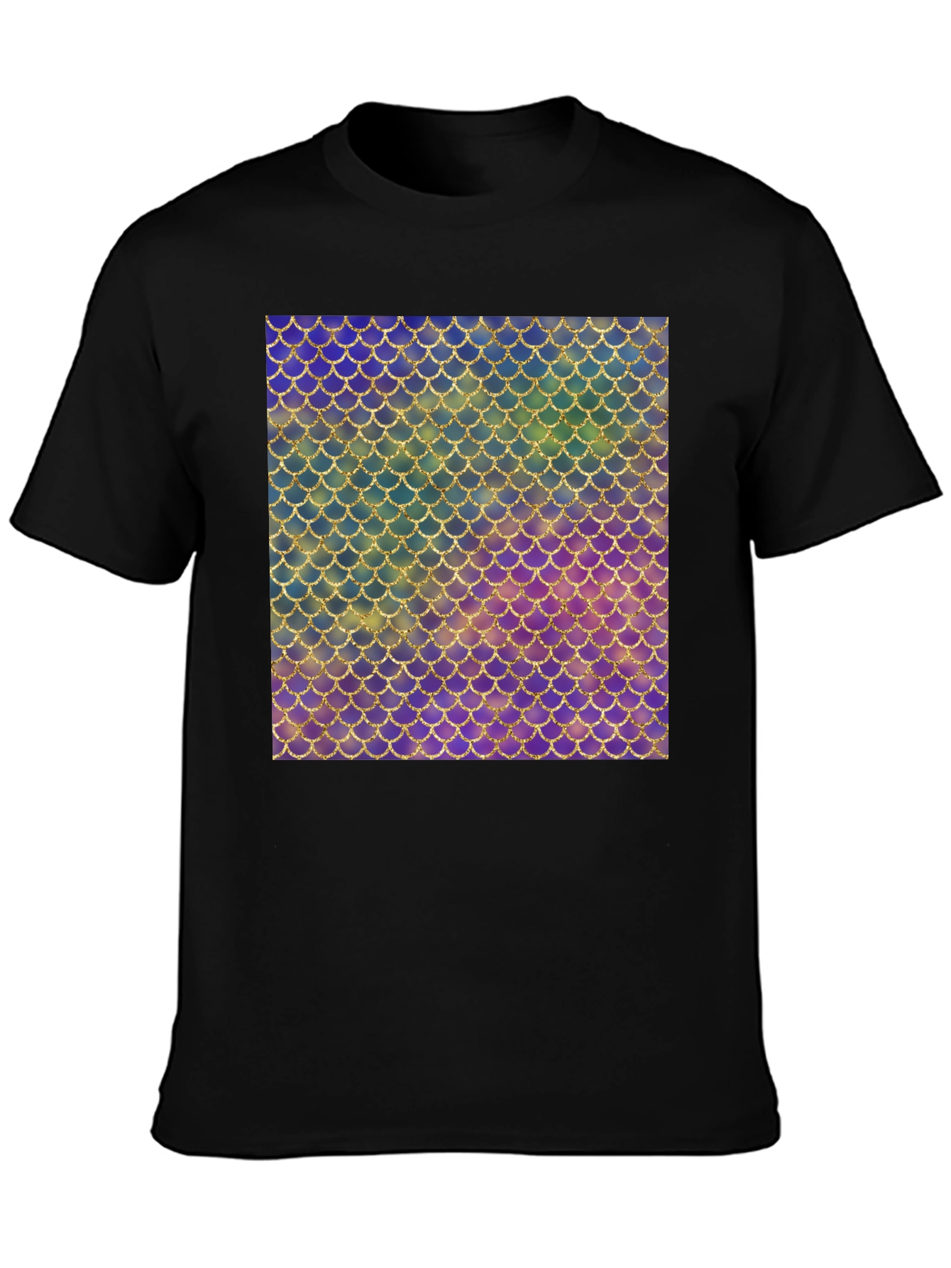Black Iridescent Scale Pattern Black T-Shirt view 3