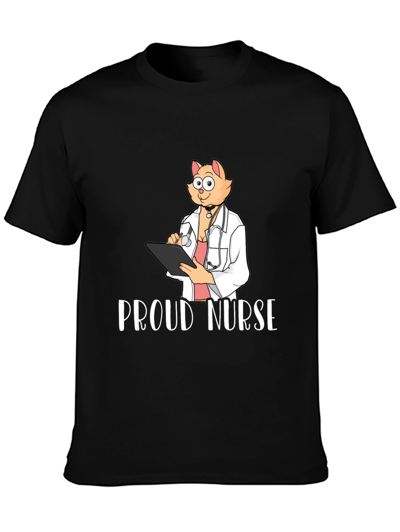 Black Proud Nurse Cat T-Shirt - Novelty Tee view 3