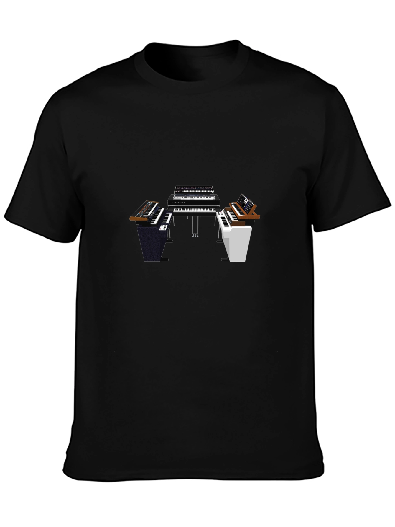 Black Synthesizer Keyboard T-Shirt - Musician Apparel view 3