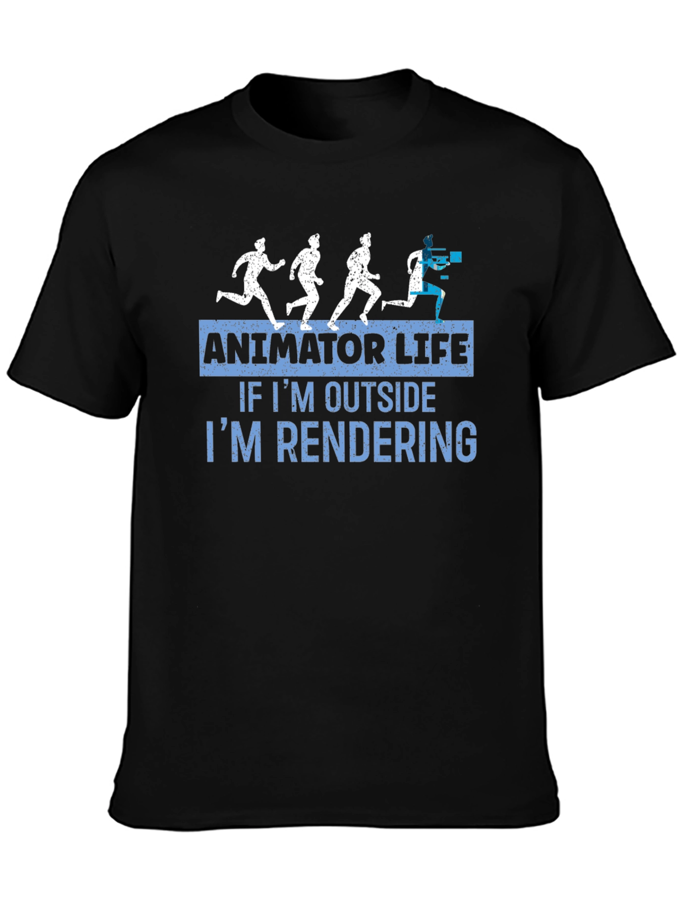 Black Animator Life T-Shirt - If I'm Outside I'm Rendering Tee view 3