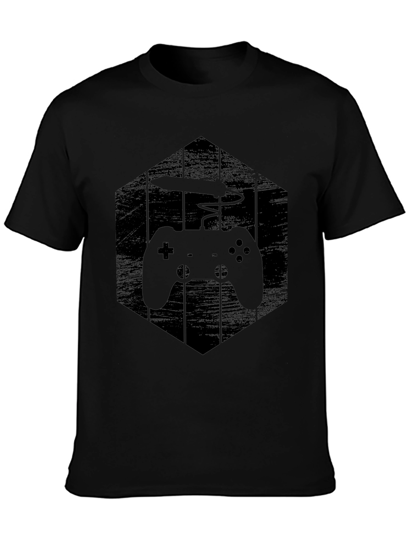 Black Gamer Hex T-Shirt - Black Gaming Controller Tee view 3