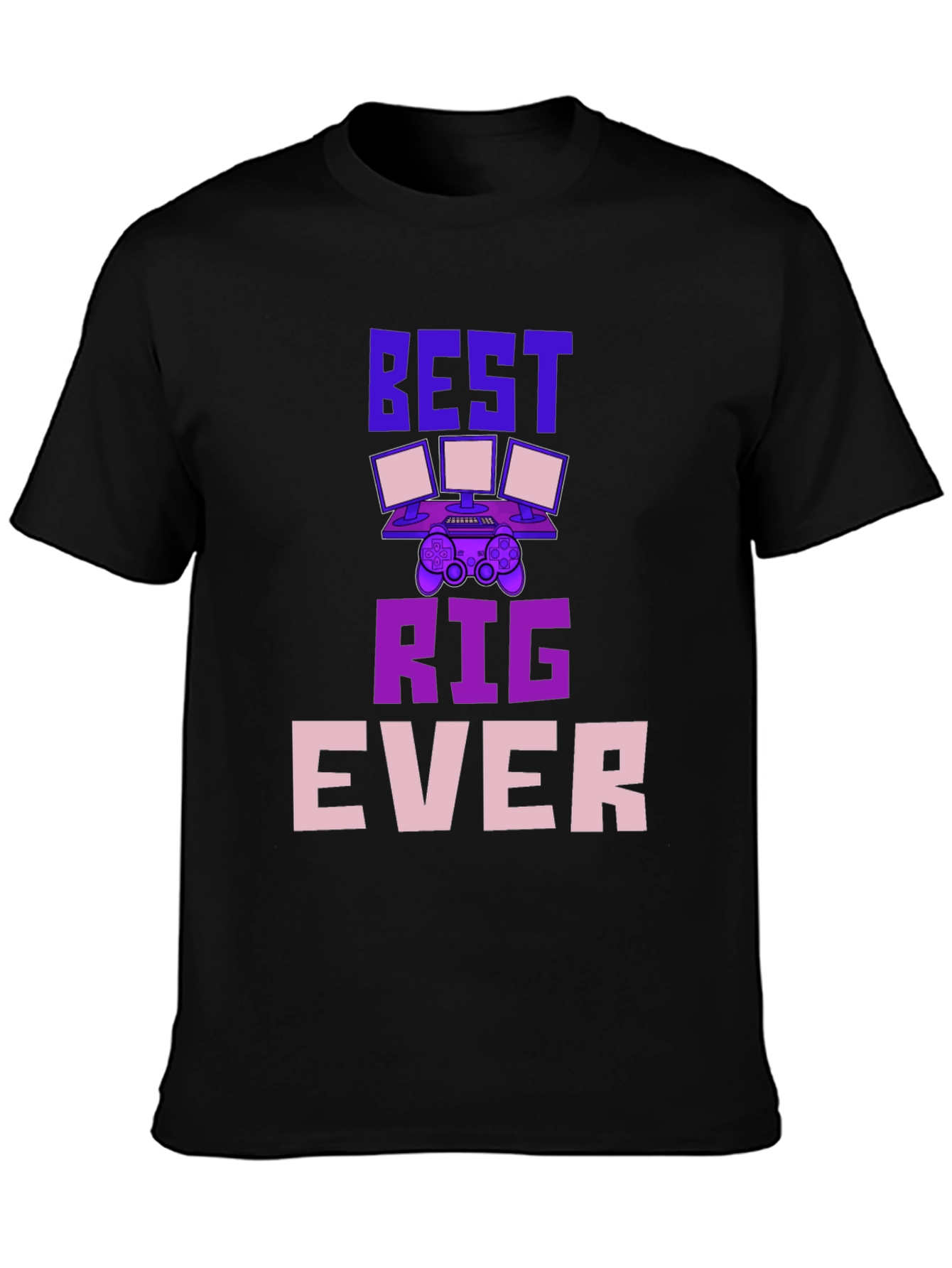 Black Best Rig Ever Gaming T-Shirt view 3