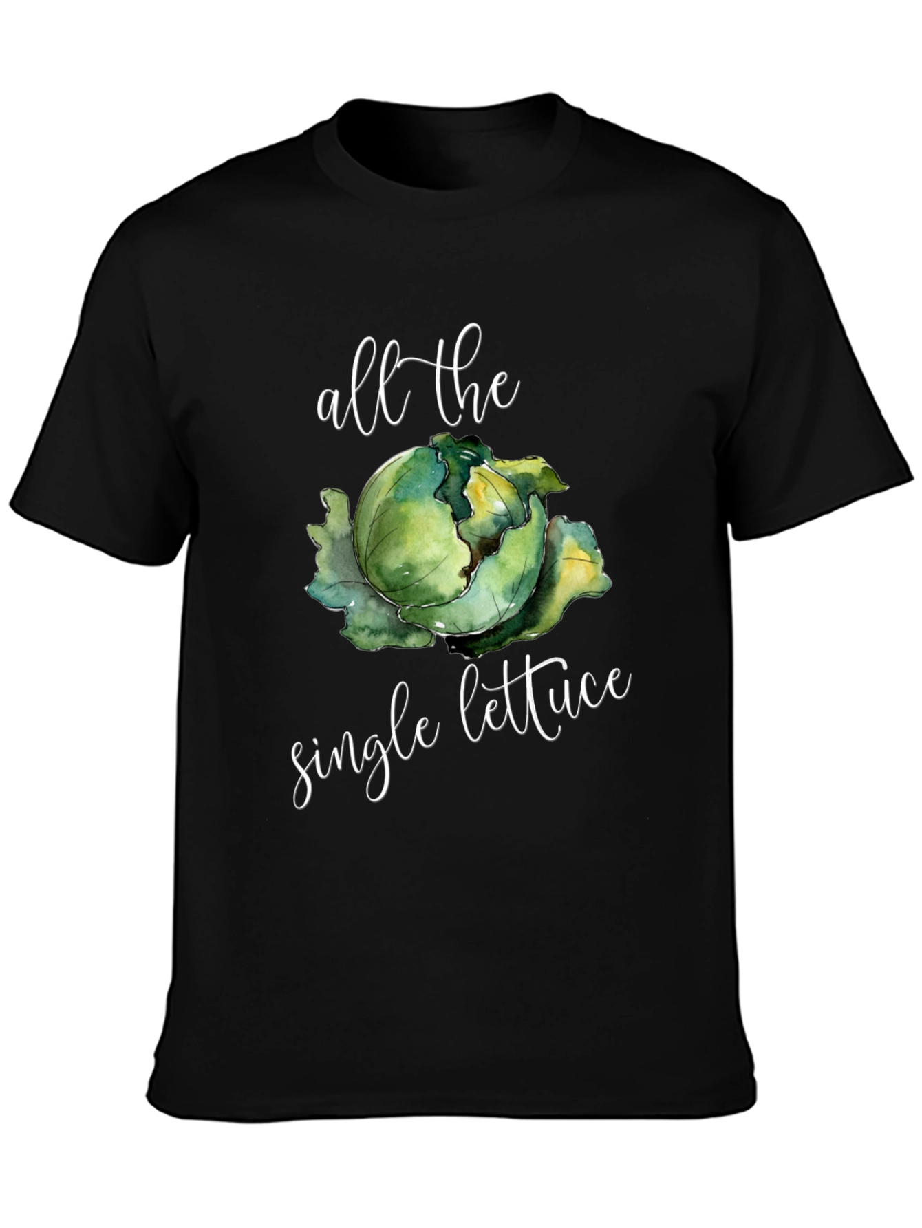 Black All the Single Lettuce Funny T-Shirt view 3