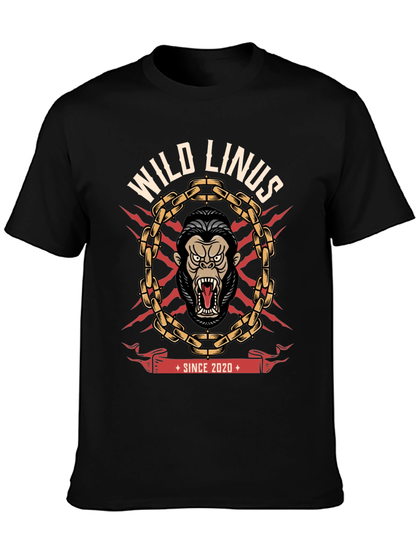 Black Wild Linus Graphic T-Shirt - Gorilla Design view 3