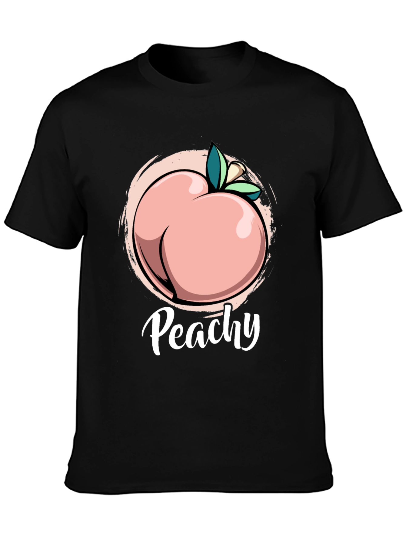 Black Peachy T-Shirt - Funny Fruit Pun Tee view 3