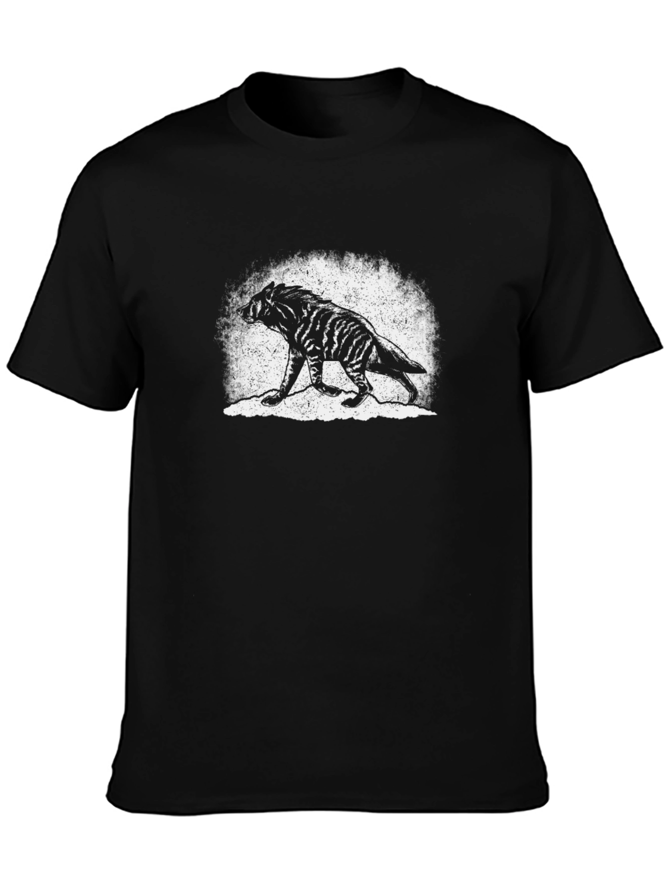 Black Striped Thylacine Graphic Tee - Vintage Tasmanian Tiger Shirt view 3