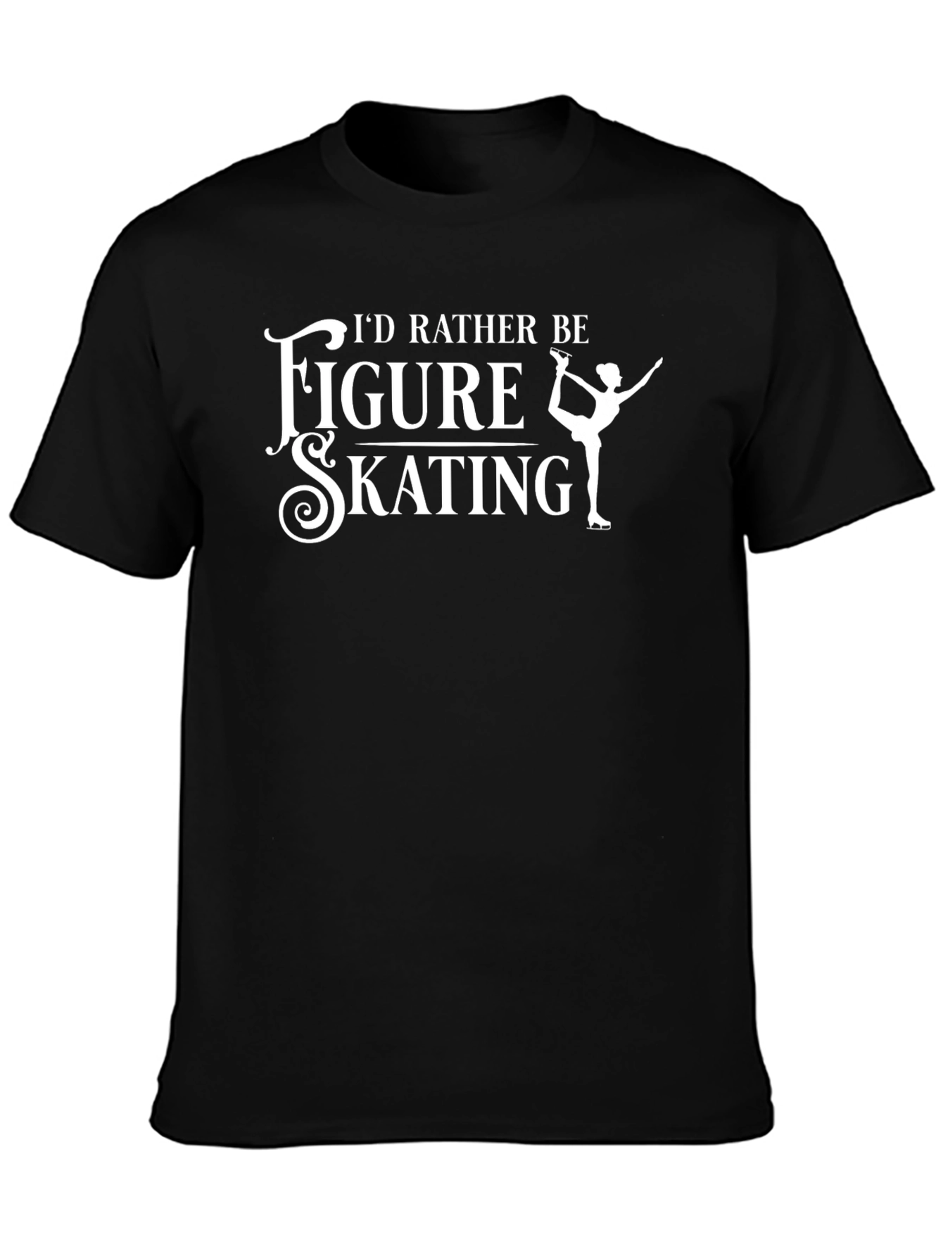Black Figure Skating T-Shirt - "I'd Rather Be" Design view 3