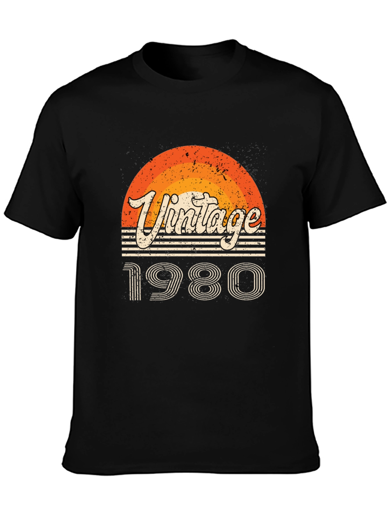 Black Vintage 1980 Graphic Tee - Retro Style view 3