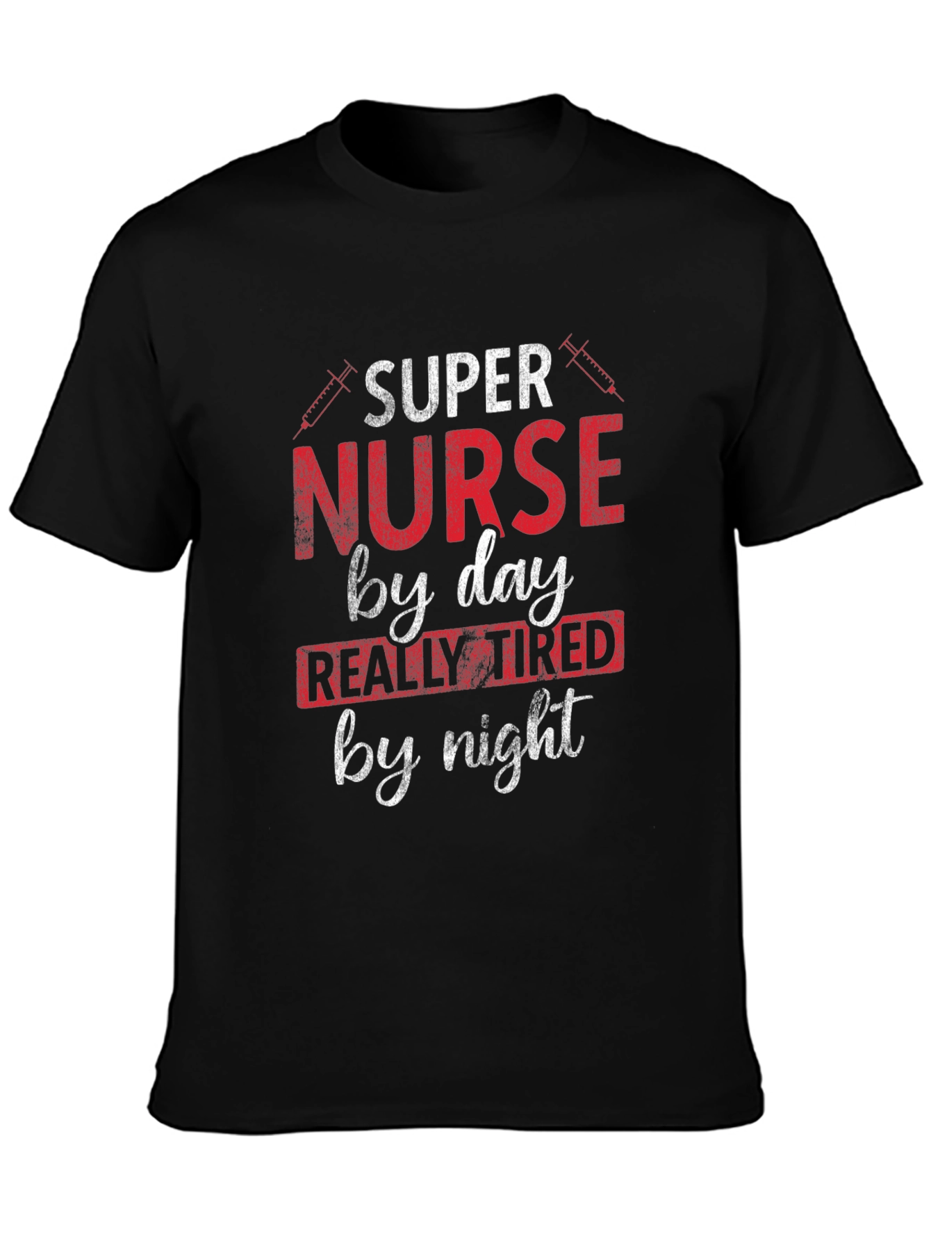 Black Super Nurse T-Shirt - Day and Night view 3