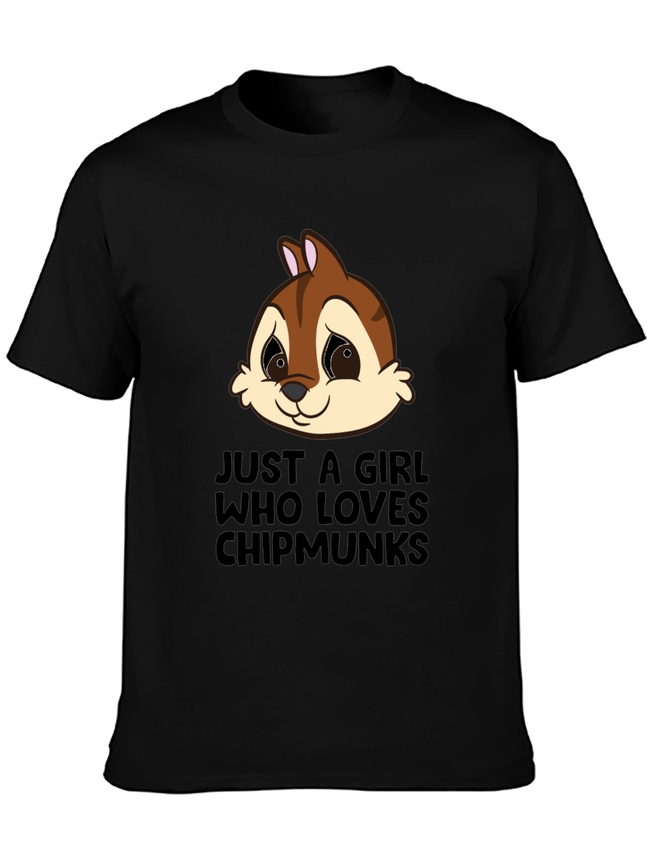 Black Chipmunk Lover T-Shirt - Cute Cartoon Graphic Tee view 3