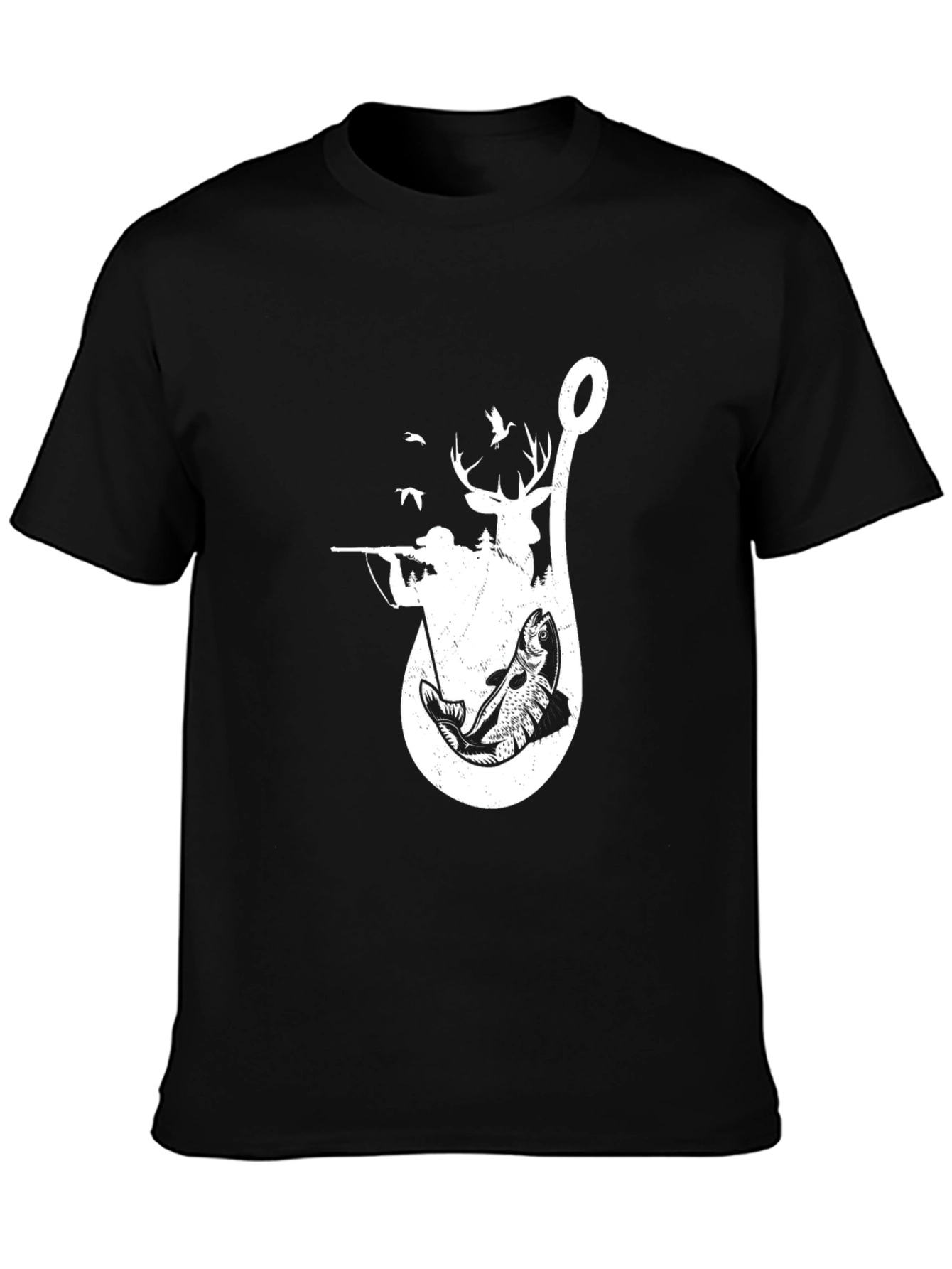 Black Hunting & Fishing Graphic T-Shirt view 3