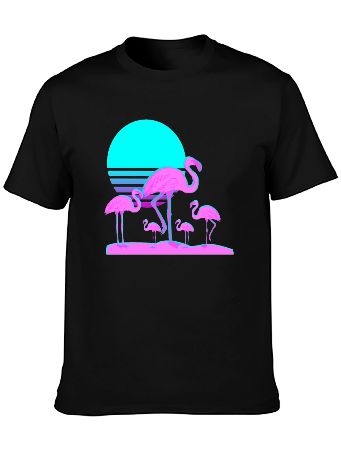 Black Retro Flamingo T-Shirt - Black Cotton Blend view 3