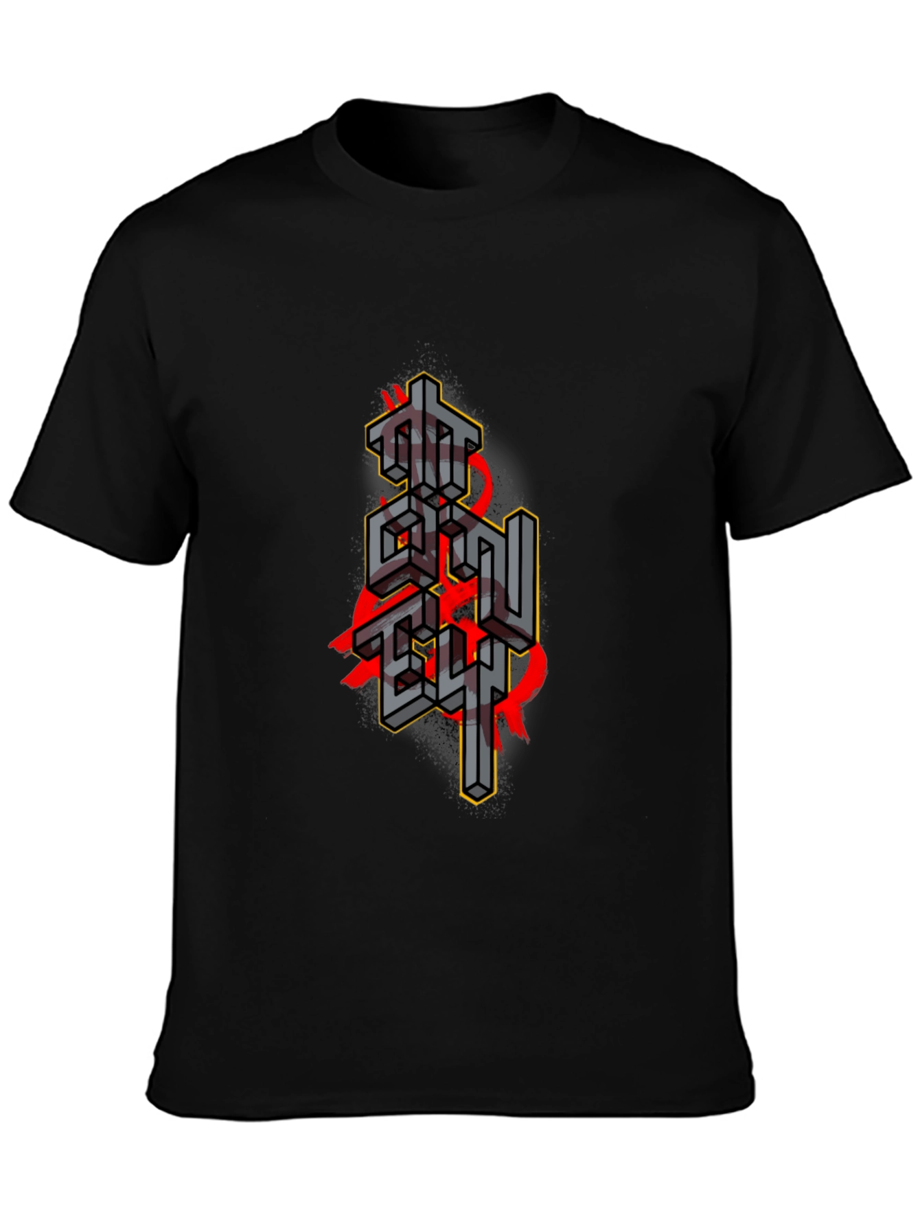 Black Abstract Graphic Print Black T-Shirt view 3