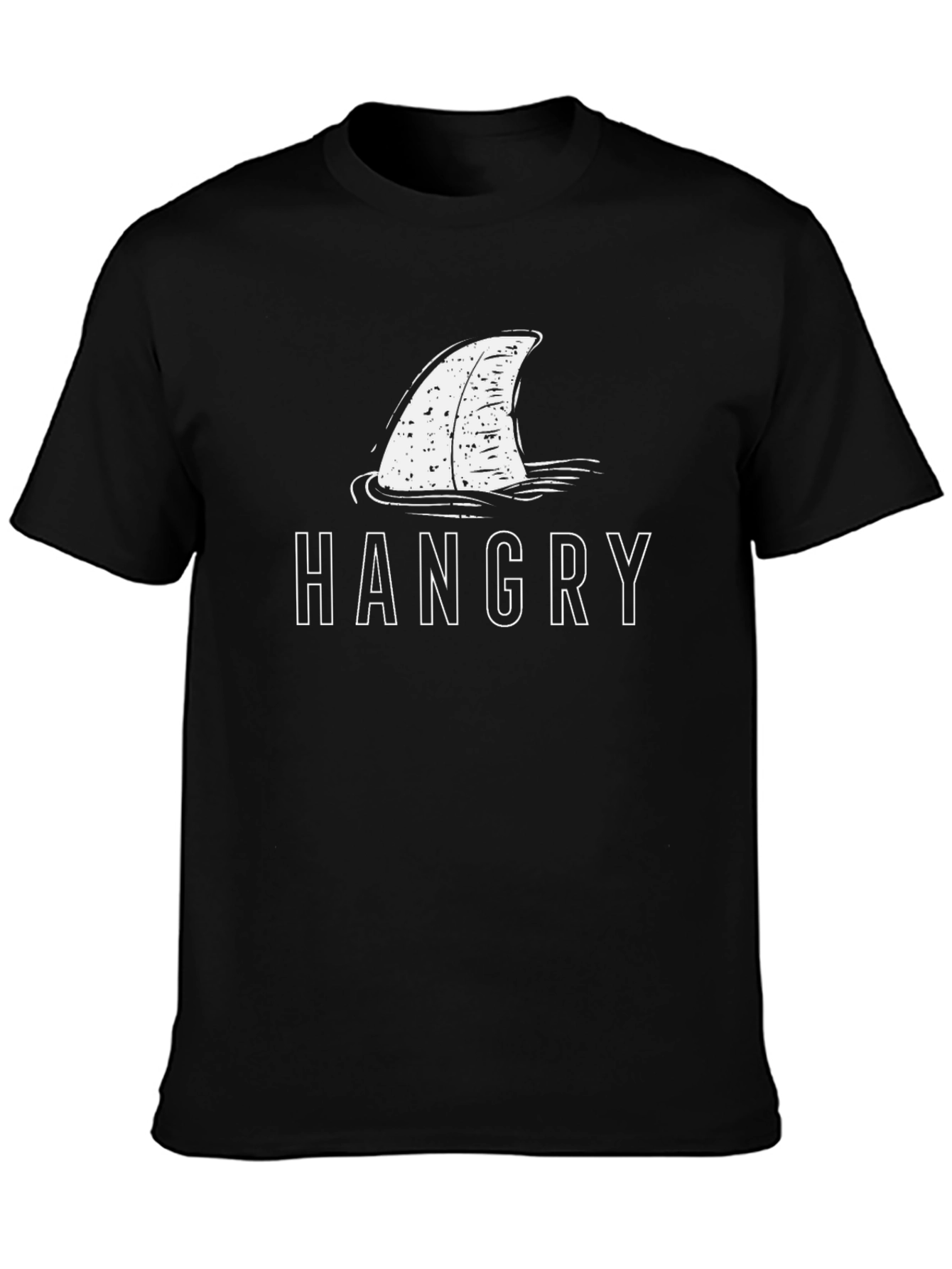 Black Hangry Shark Fin Graphic Tee - Black Cotton T-Shirt view 3