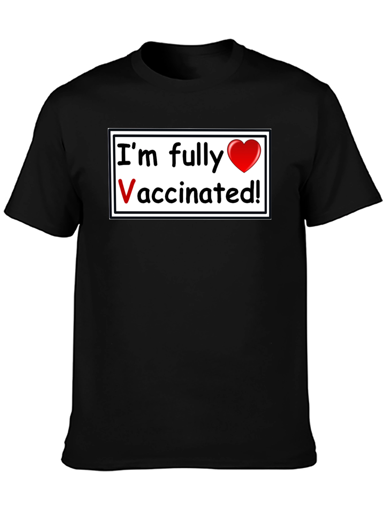 Black Fully Vaccinated T-Shirt - Black, Casual Wear view 3