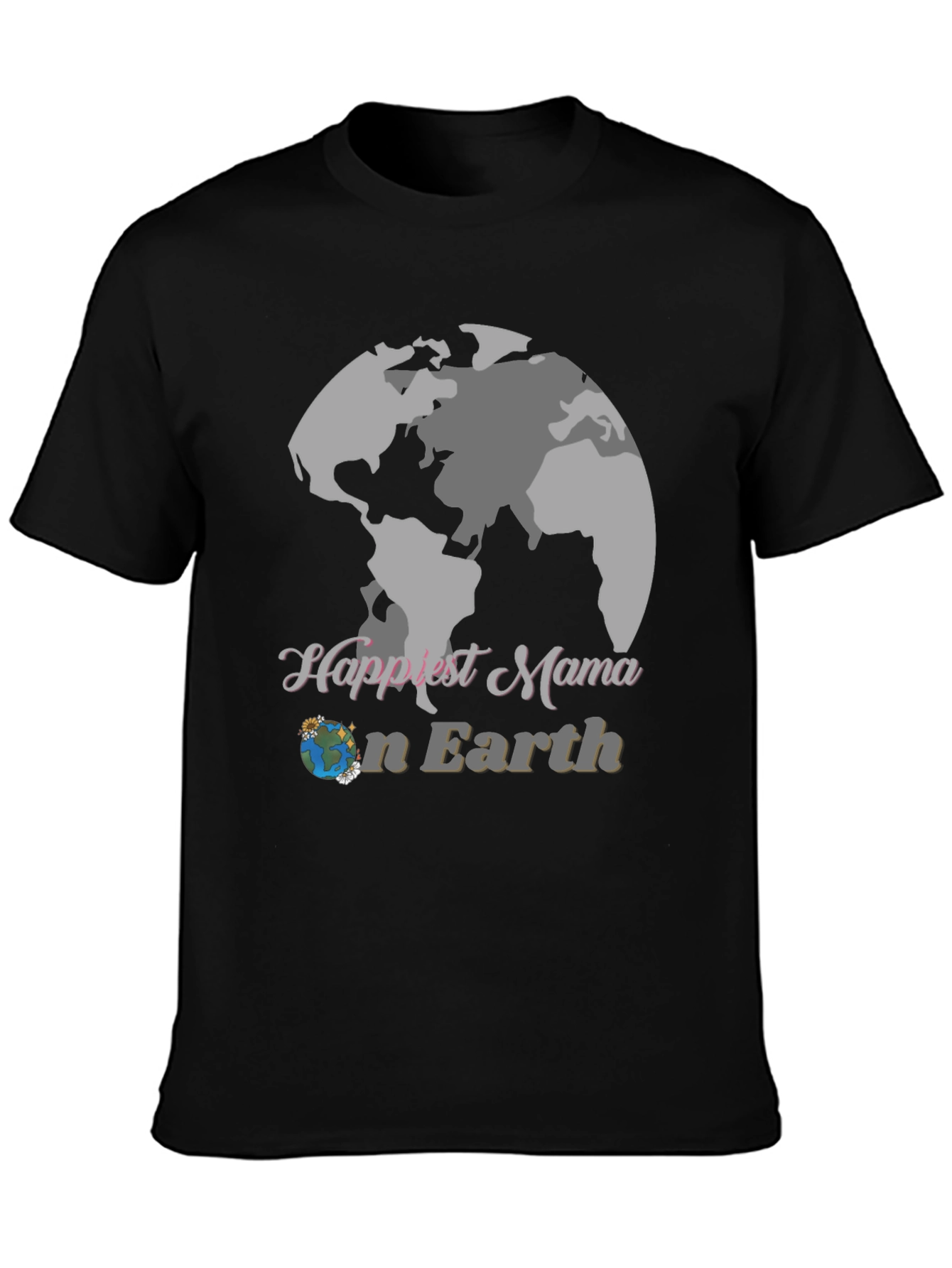 Black Happiest Mama Earth T-Shirt view 3