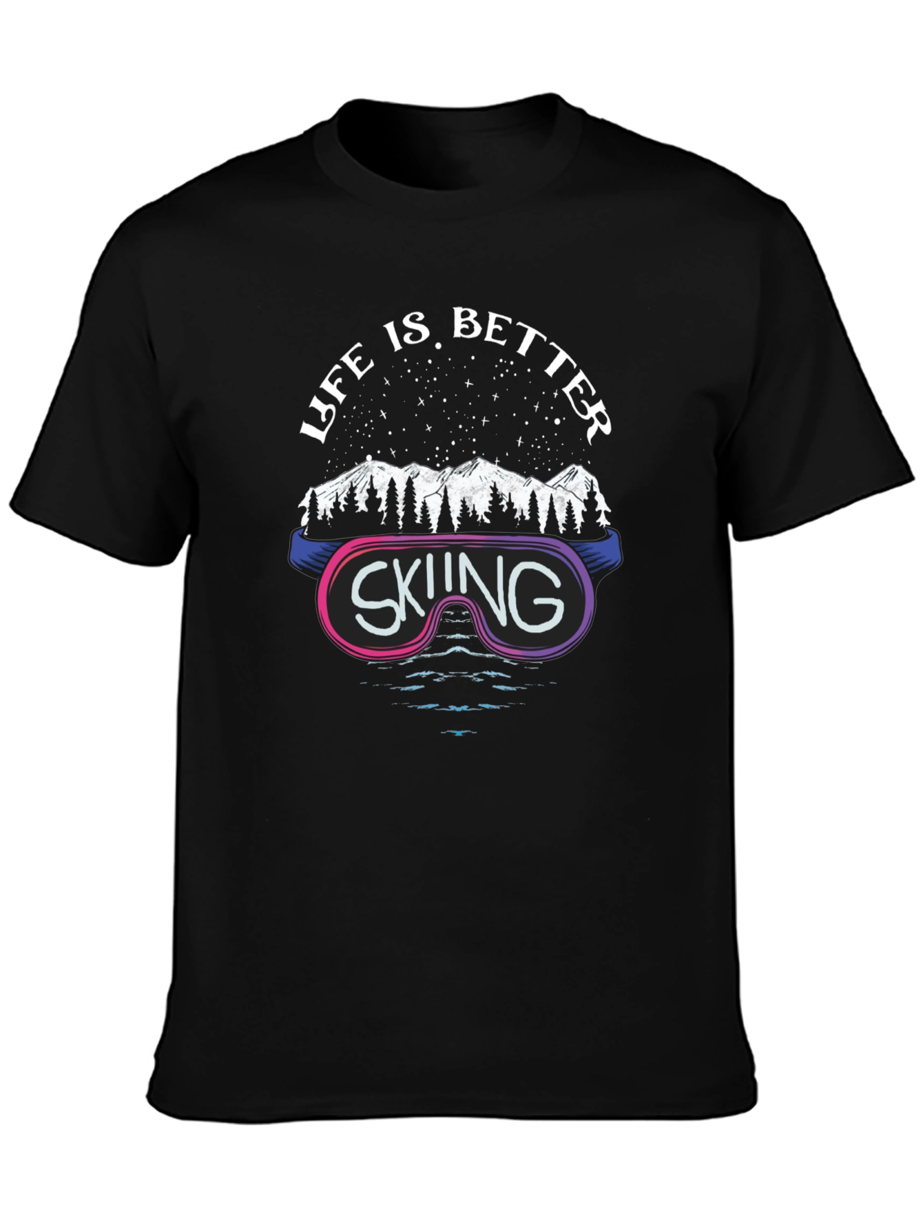 Black Life is Better Skiing Graphic T-Shirt view 3