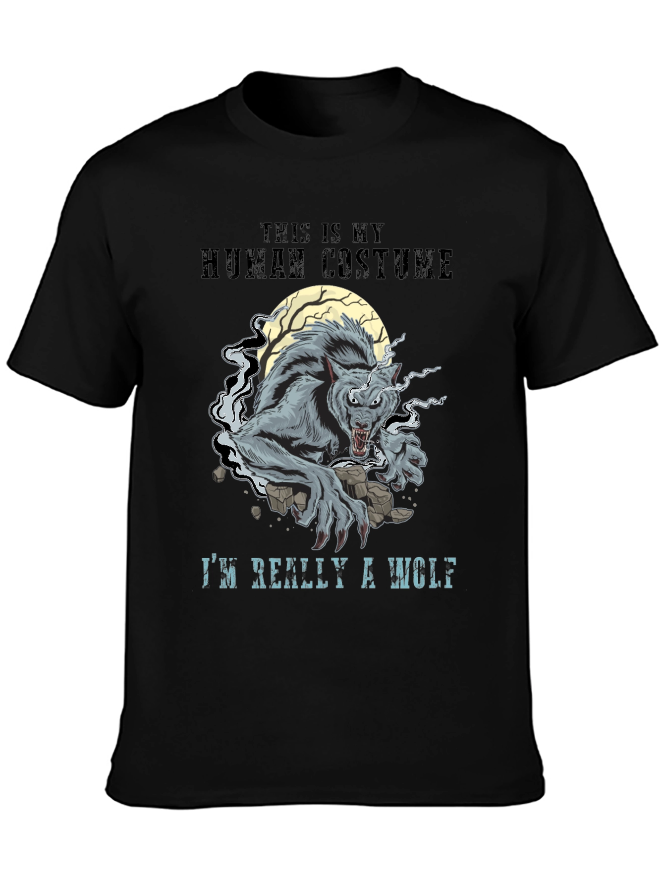 Black Human Costume Werewolf Graphic T-Shirt view 3