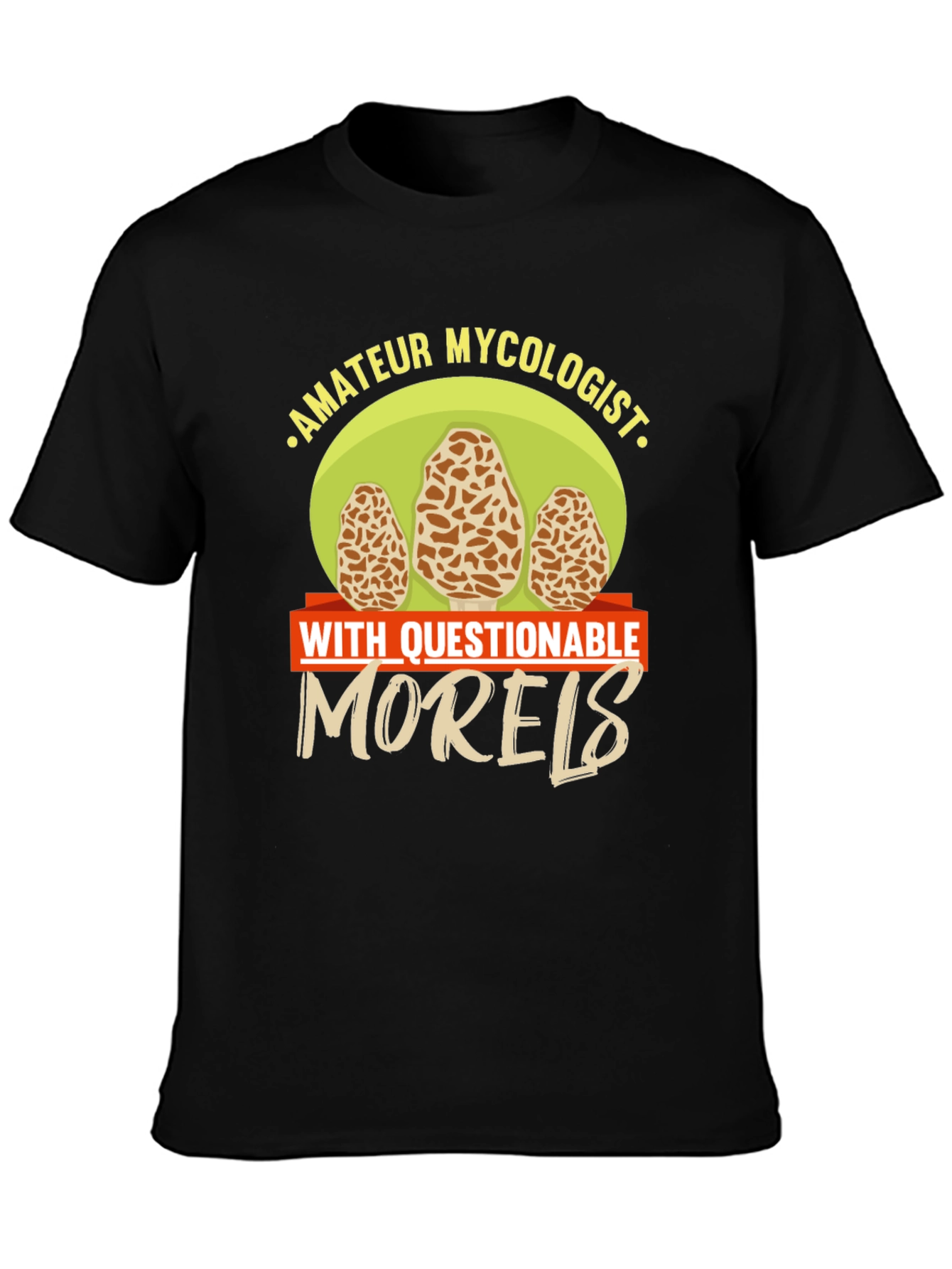 Black Amateur Mycologist Morels Funny T-Shirt view 3