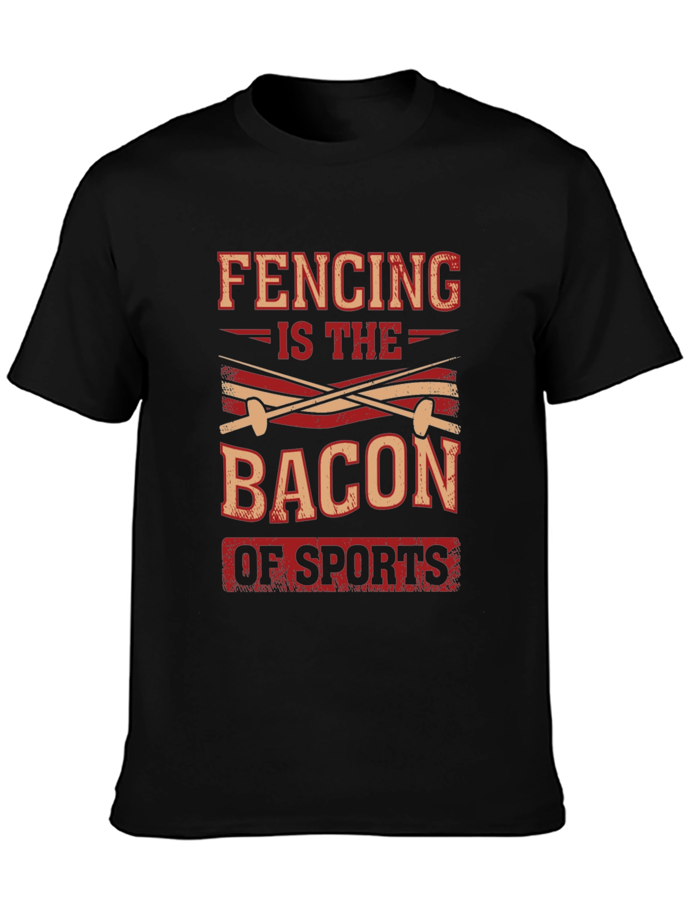 Black Fencing is the Bacon of Sports Black T-Shirt view 3