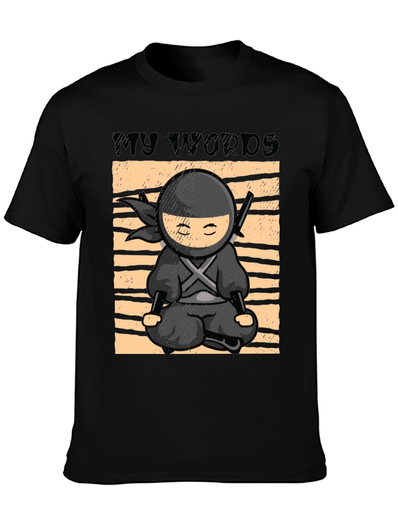 Black Zen Ninja T-Shirt - My Words Matter Meditation Tee view 3