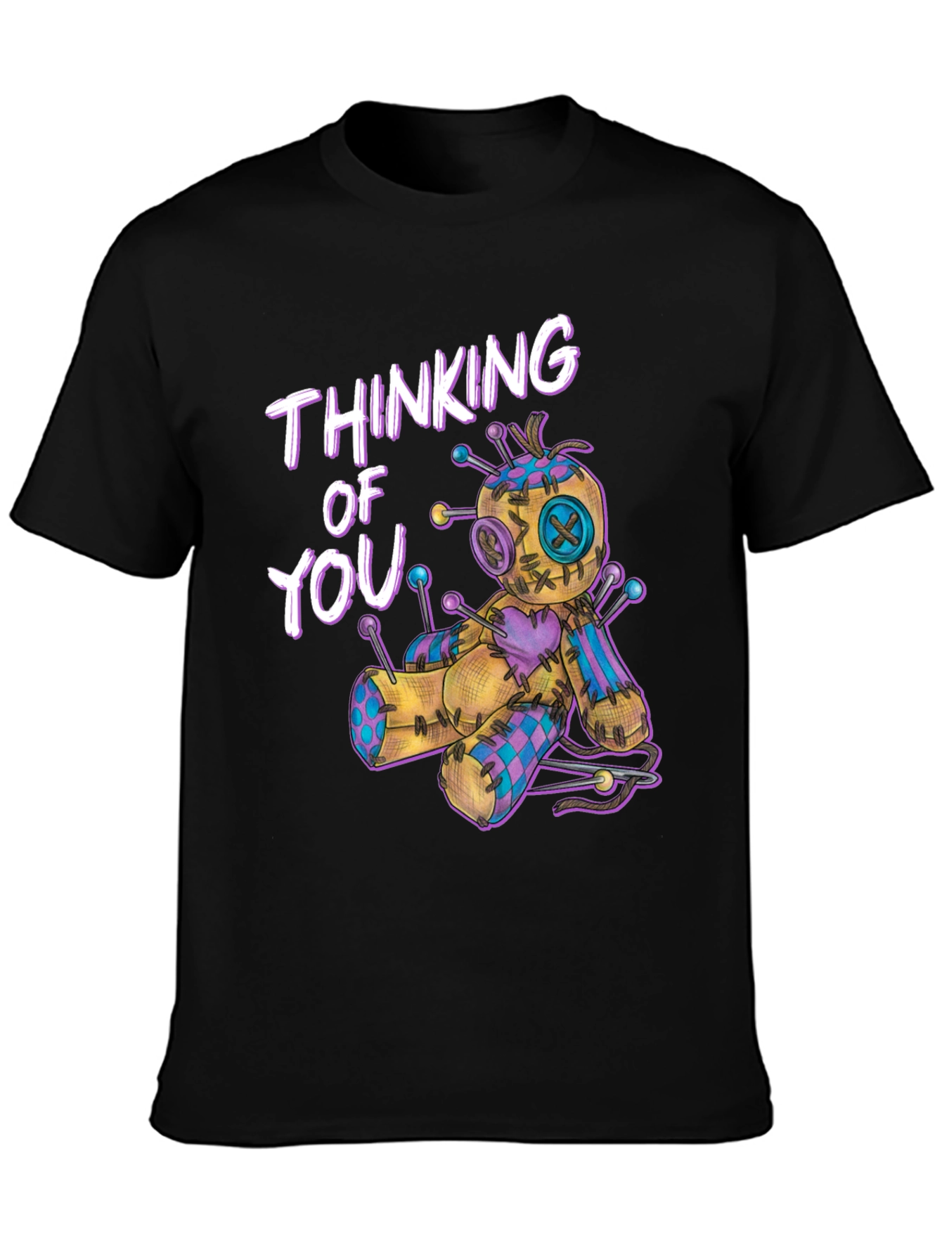 Black Thinking of You Voodoo Doll T-Shirt view 3