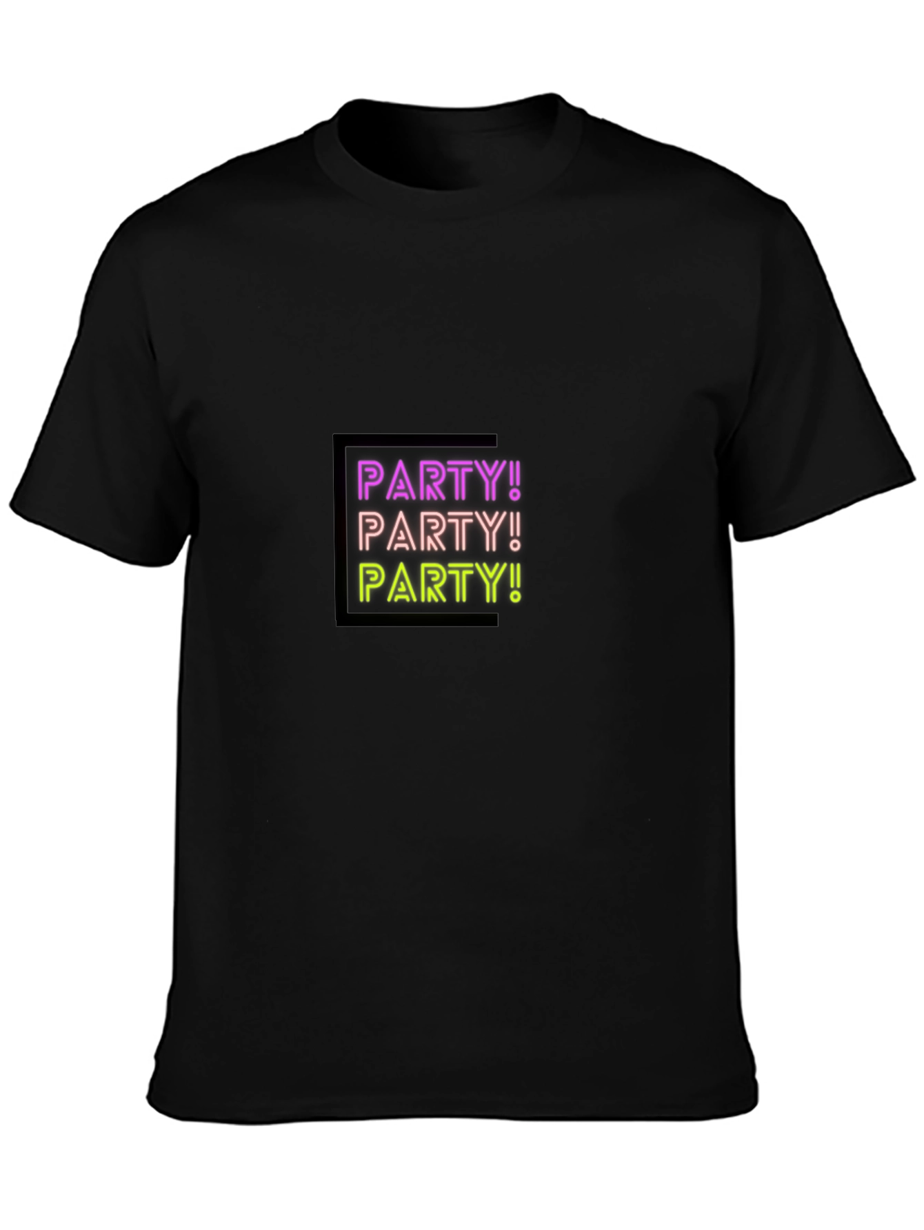 Black Party Neon Graphic Black T-Shirt view 3