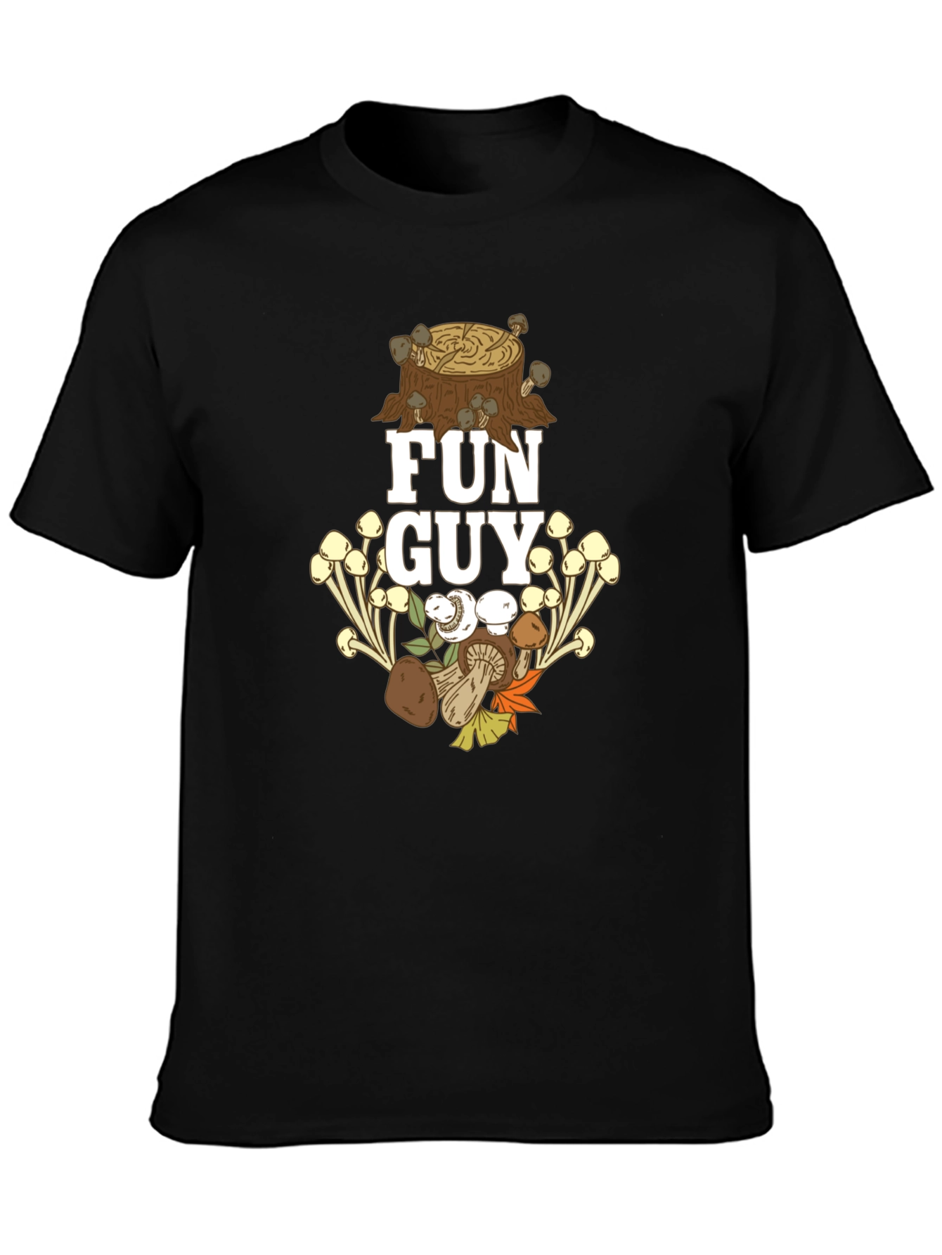 Black Fun Guy T-Shirt - Mushroom Lover Apparel view 3