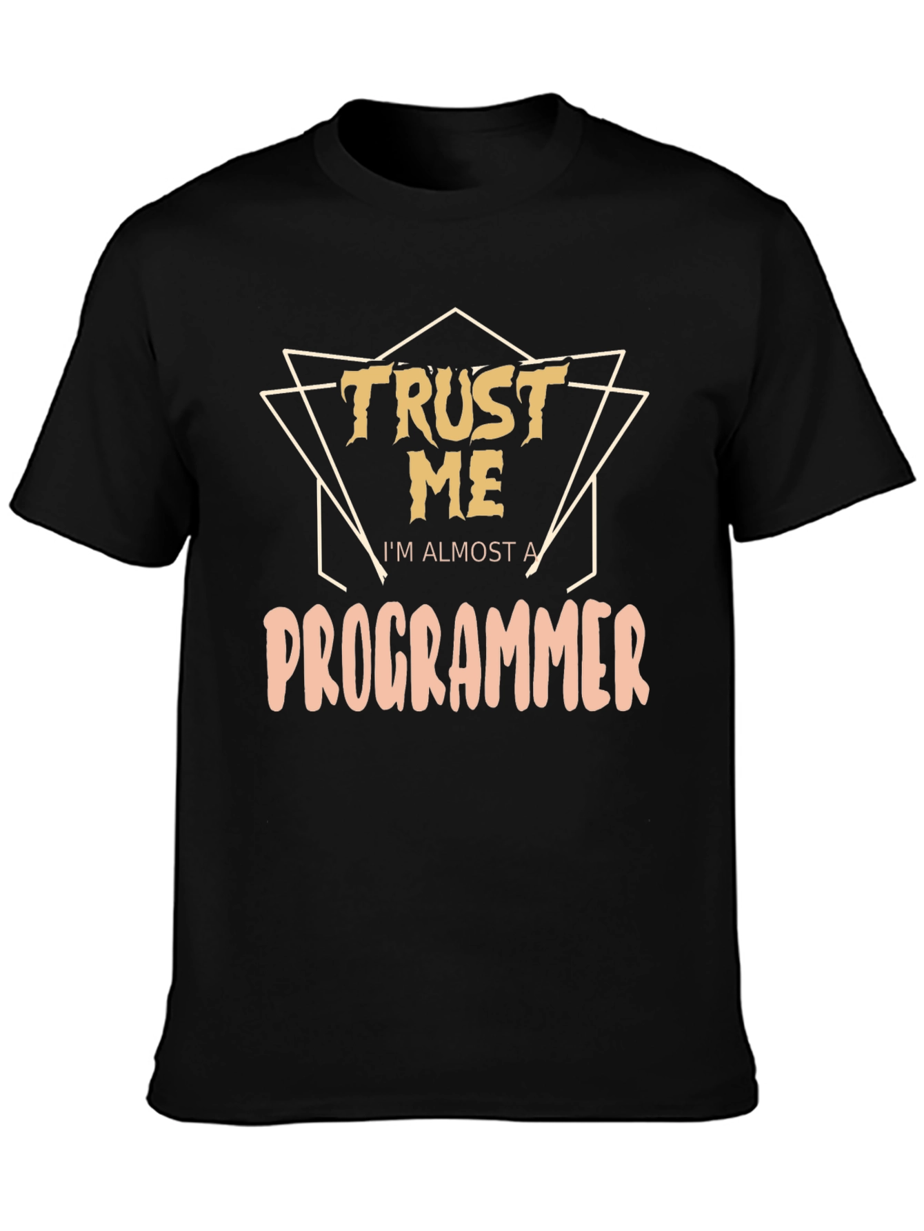 Black Trust Me I'm Almost A Programmer Graphic Tee view 3