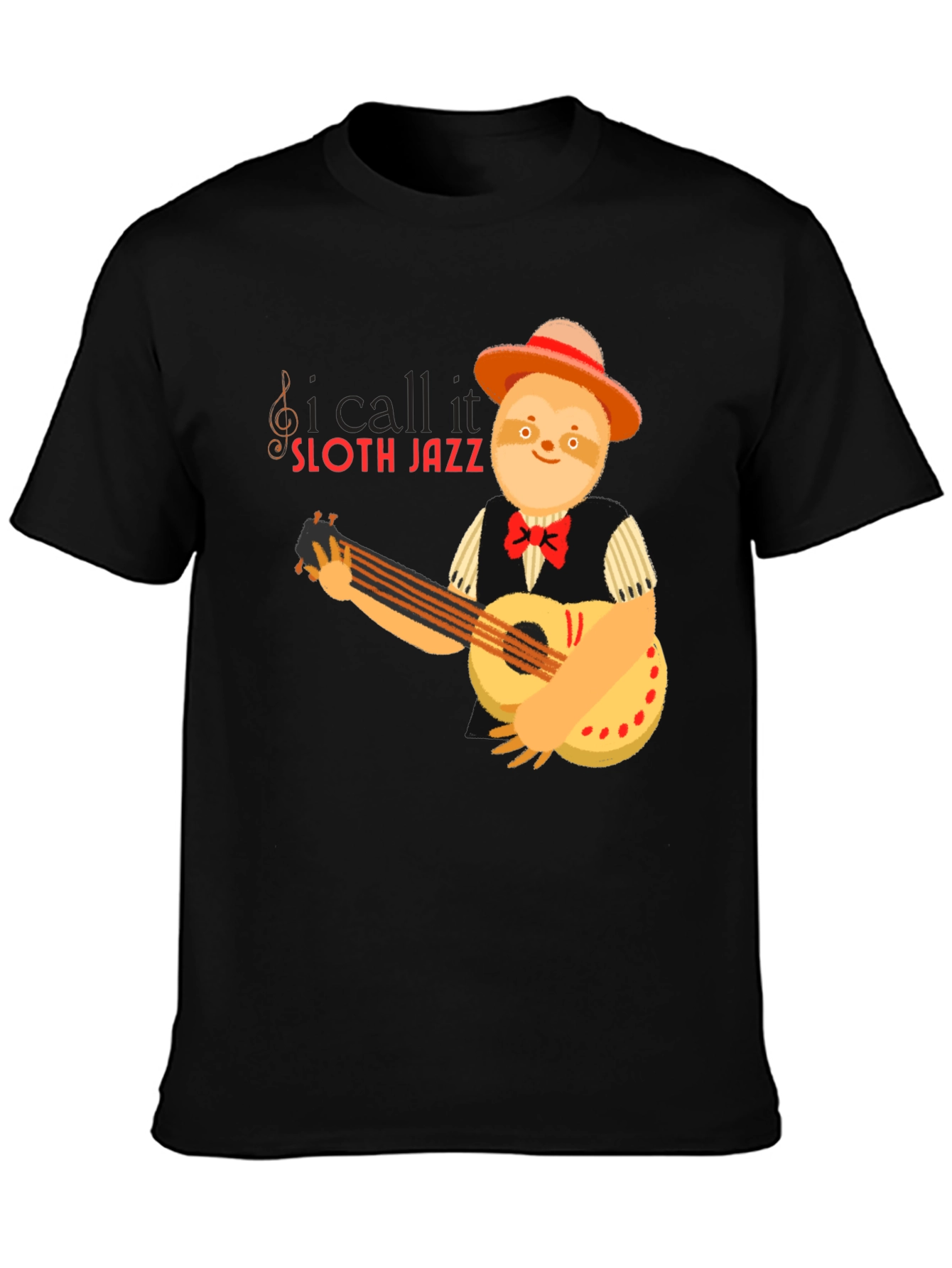 Black Sloth Jazz Graphic T-Shirt - Musical Animal Tee view 3