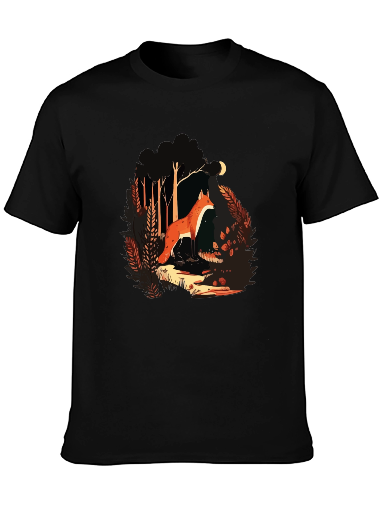 Black Fox in Forest Graphic T-Shirt - Nature Lover Tee view 3